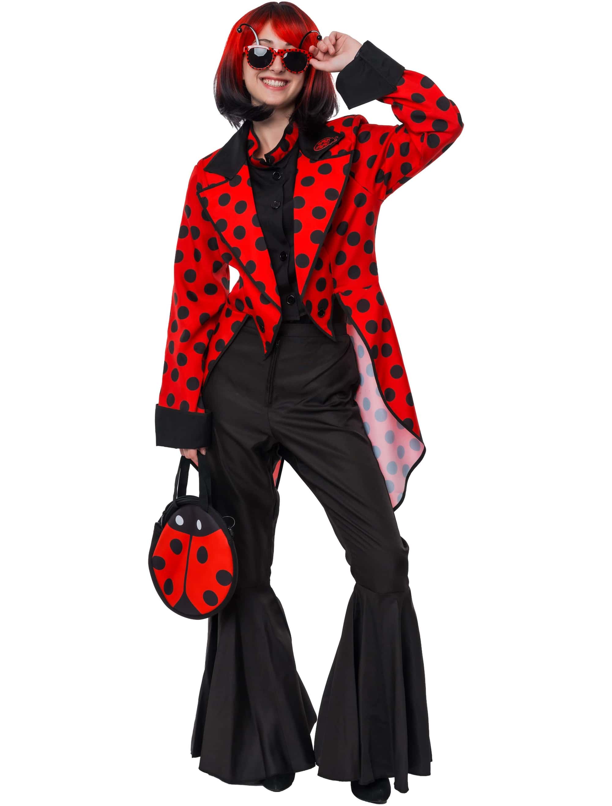 Frack Marienkäfer Damen rot/schwarz S/M