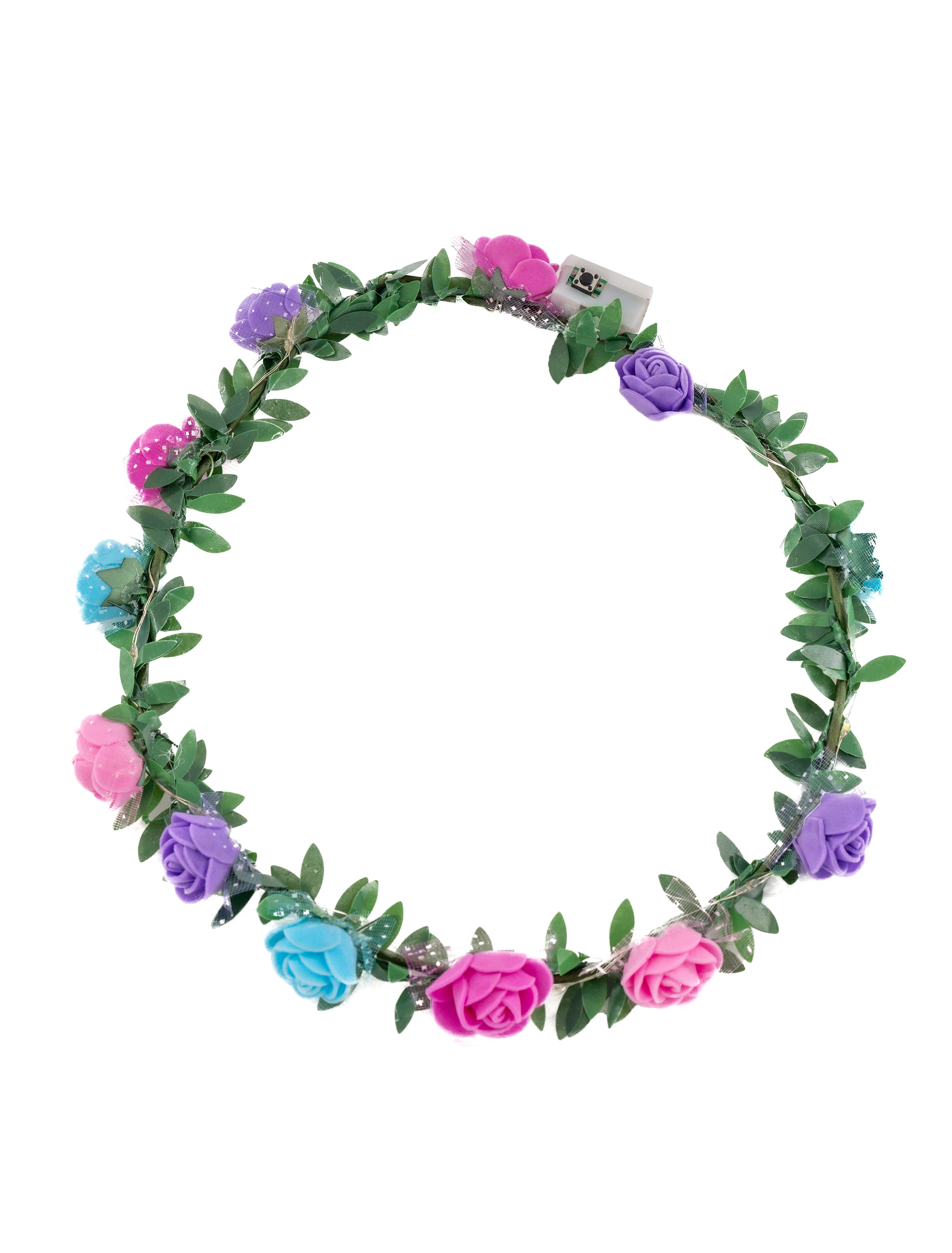 Blumenhaarkranz mit LED pink/lila