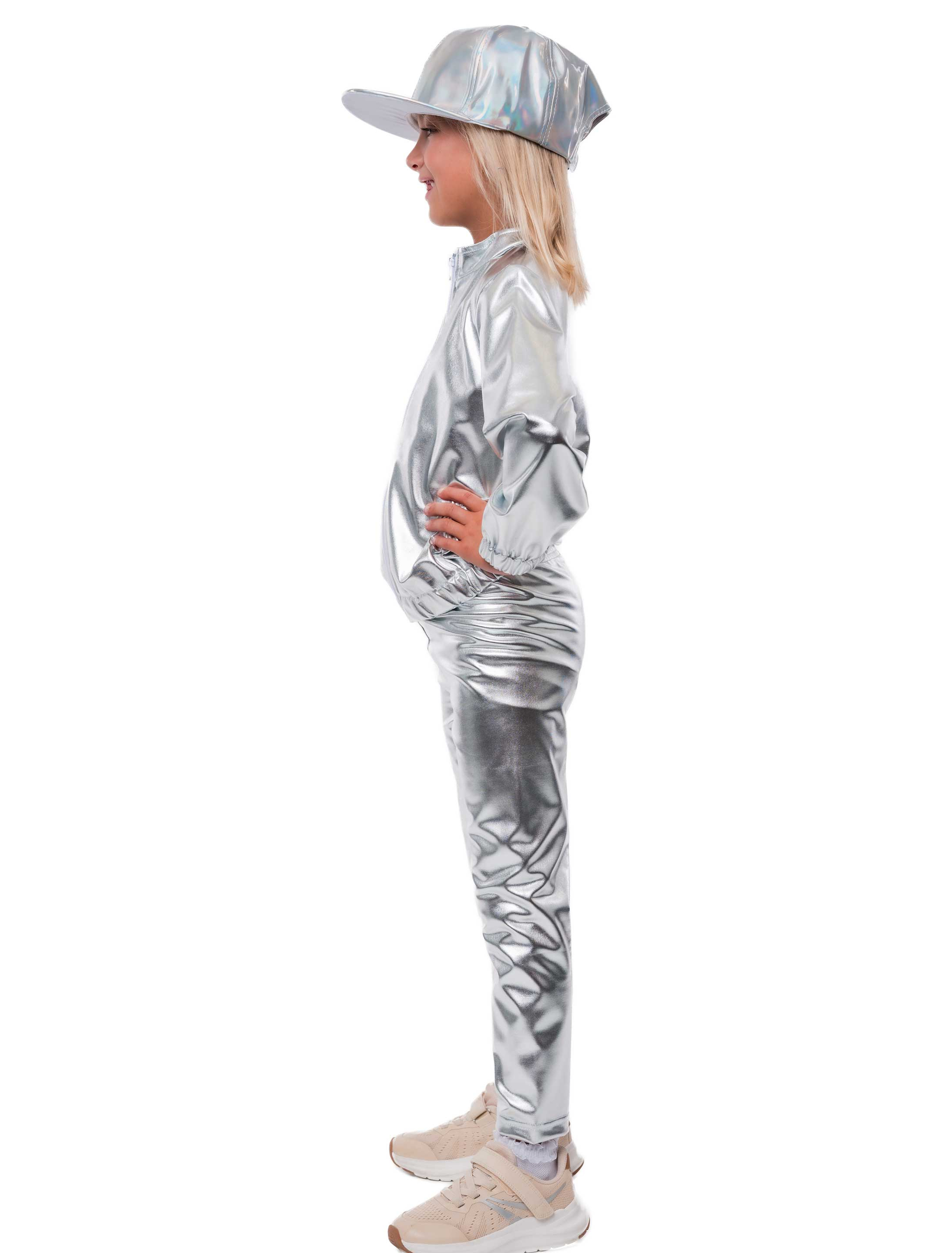 Leggings Metallic Kinder silber 116