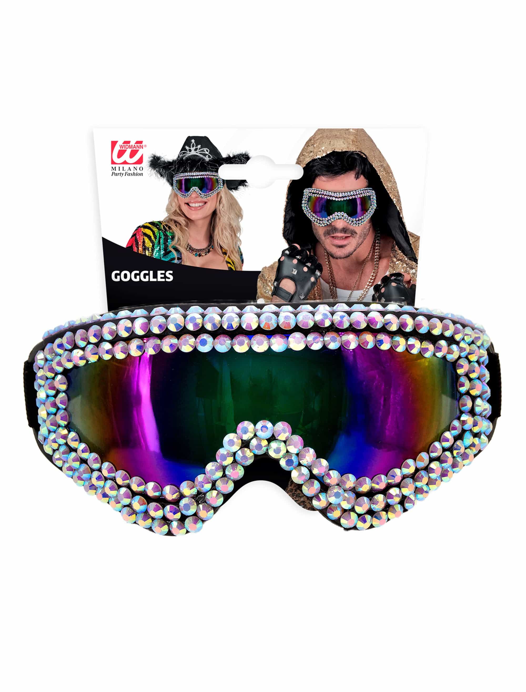 Skibrille mit Strass schwarz