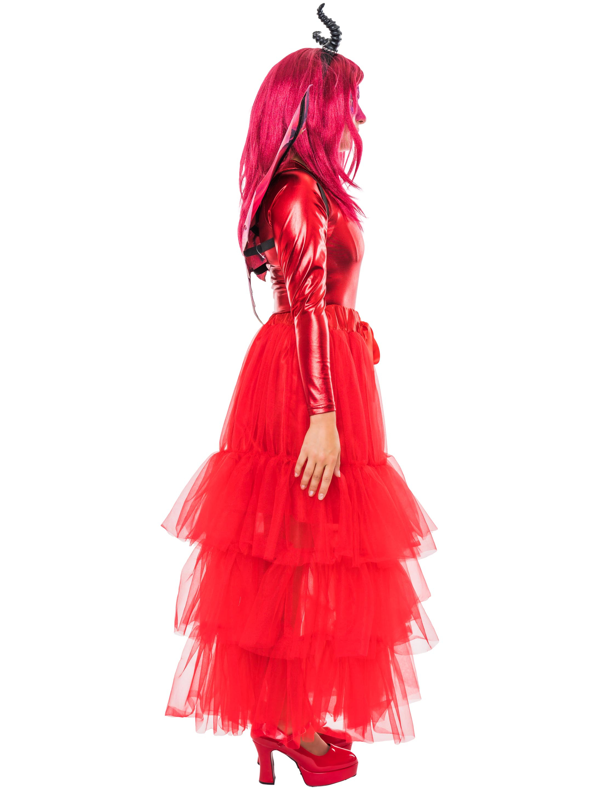 Tüllrock lang Damen rot one size