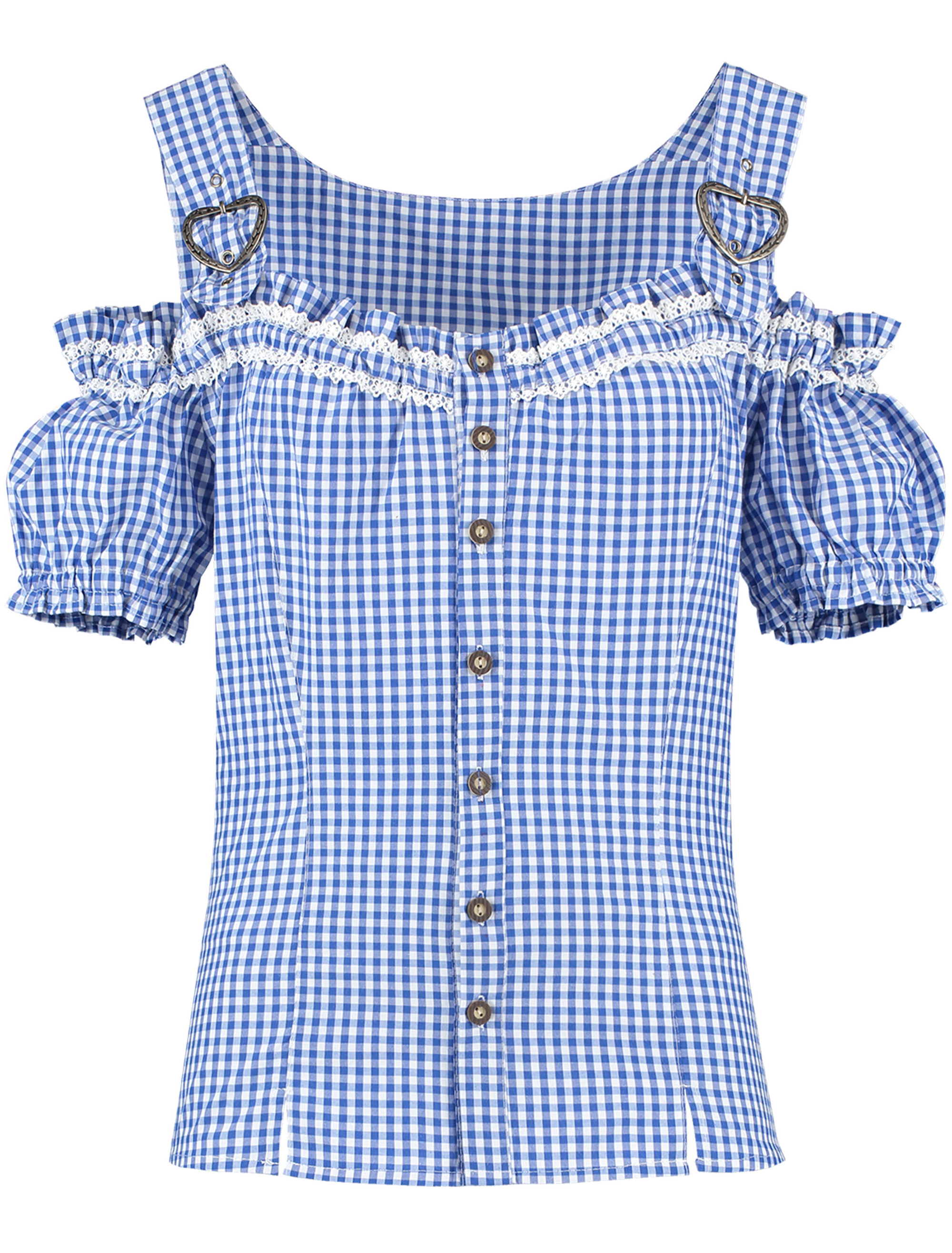Trachtenbluse mit Trägern Damen blau/weiß 40
