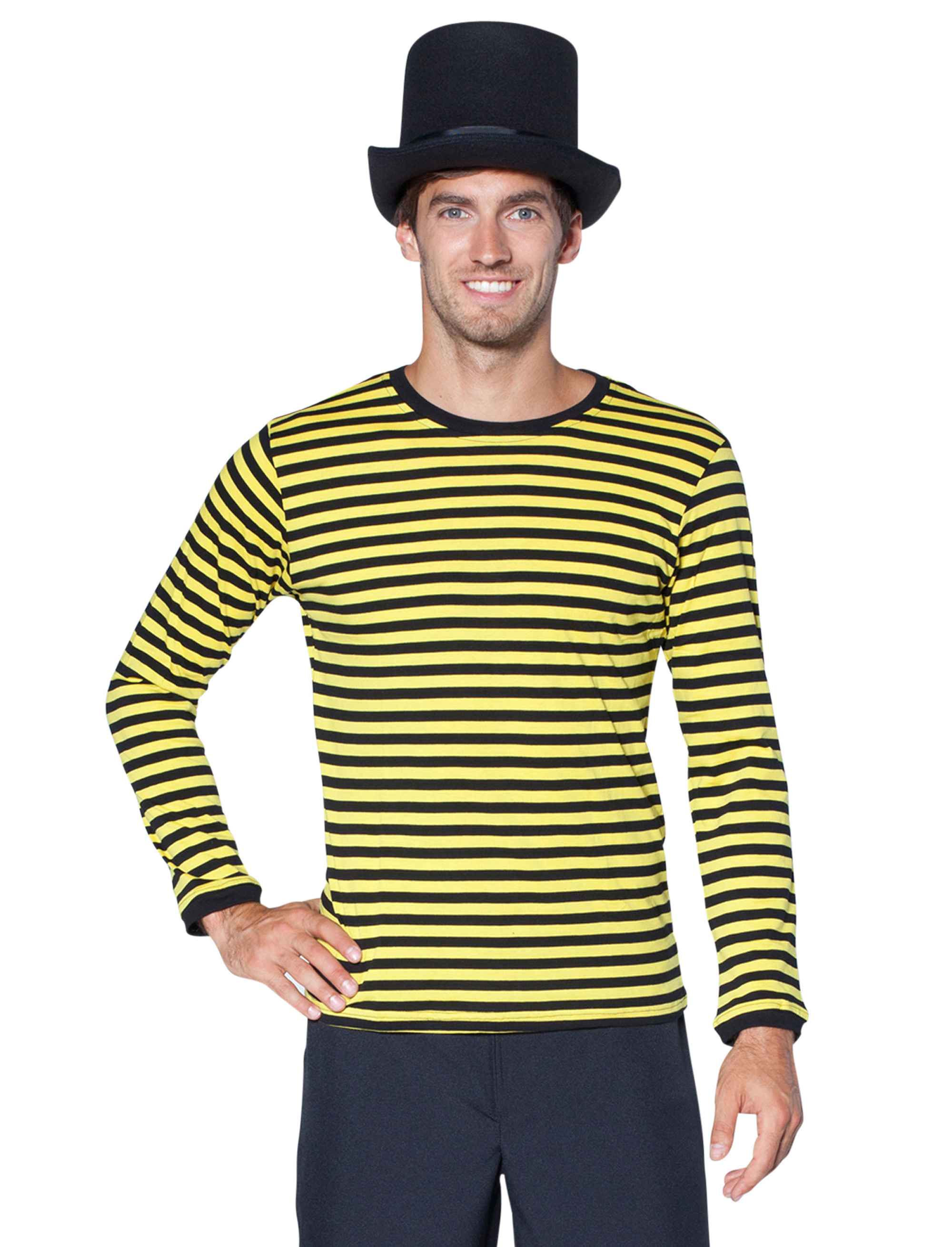 Ringelpulli langarm Unisex schwarz/gelb XS