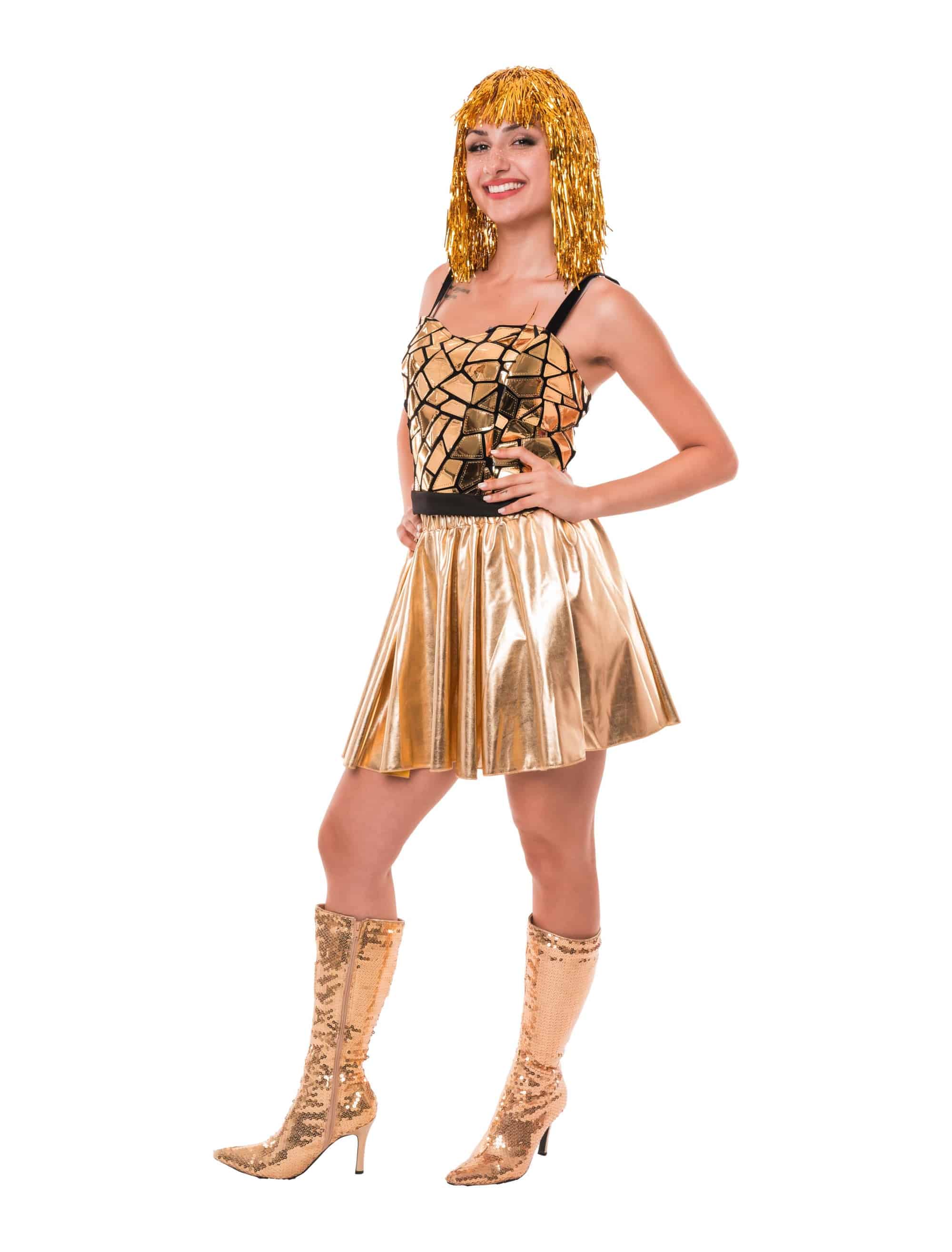 Cropped Top Spiegelmosaik Damen gold XXS/XS