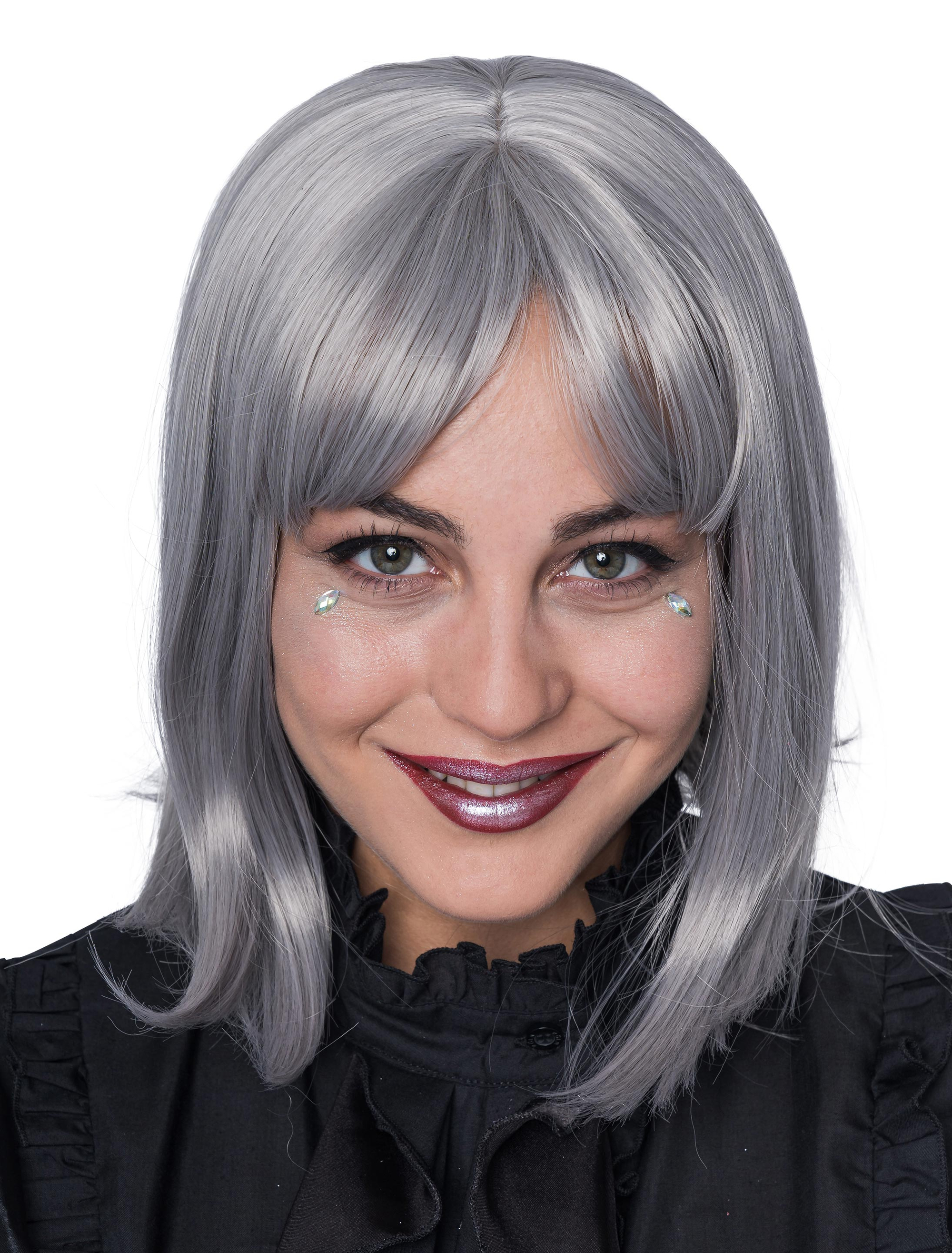 Perücke Bob mit Bangs grau one size