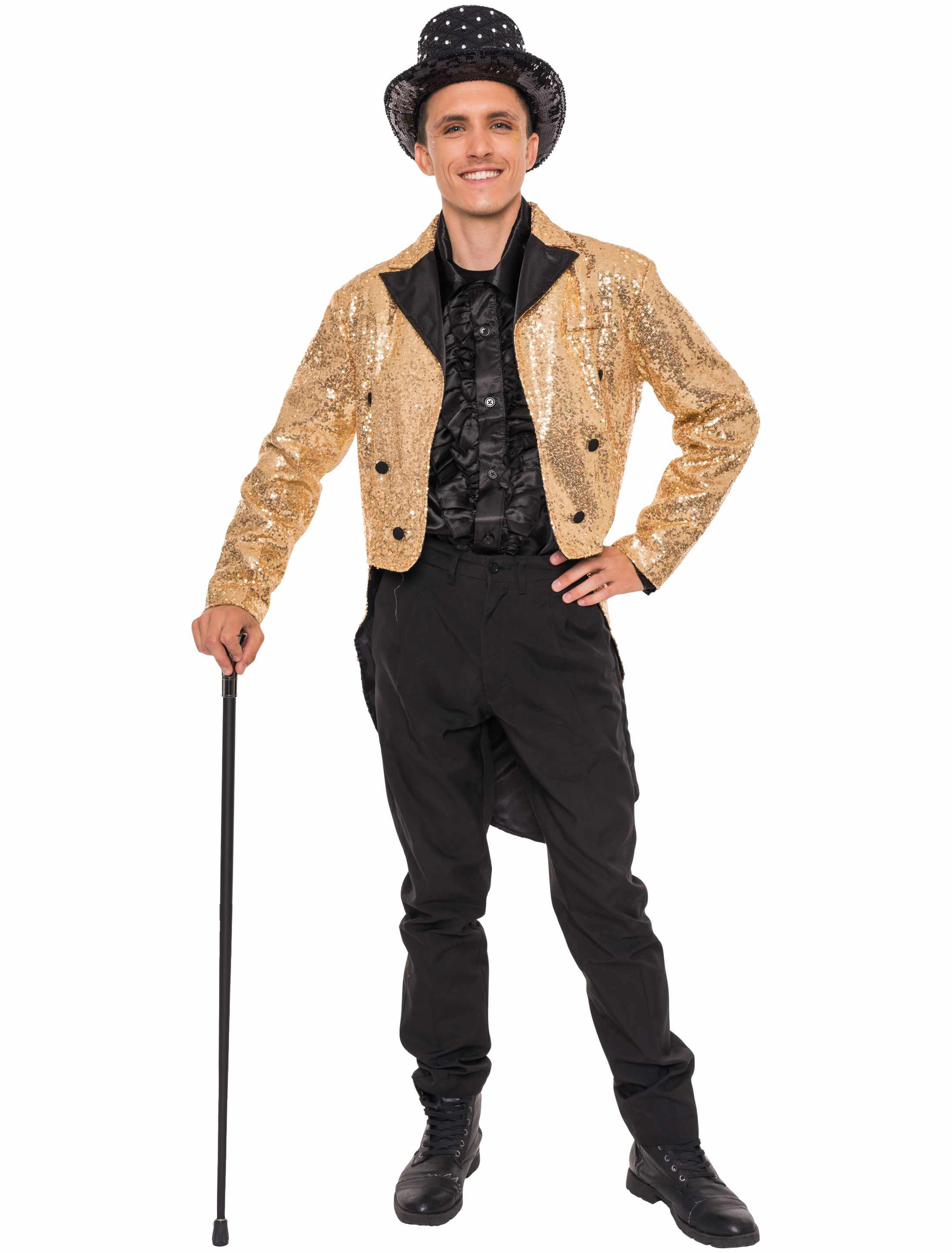Frack Pailletten Herren gold M