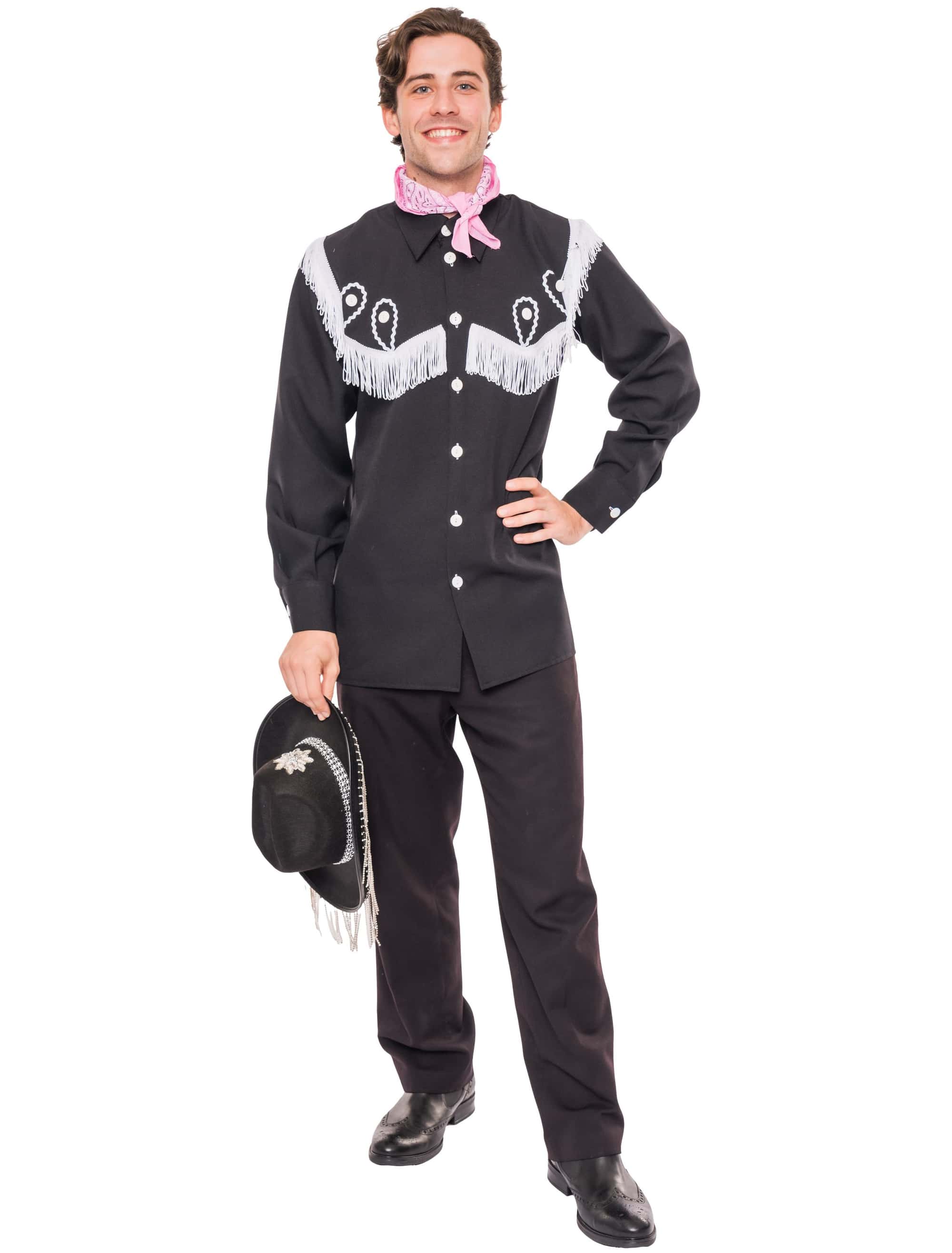 Cowboyhemd mit Fransen Herren schwarz 4XL/5XL