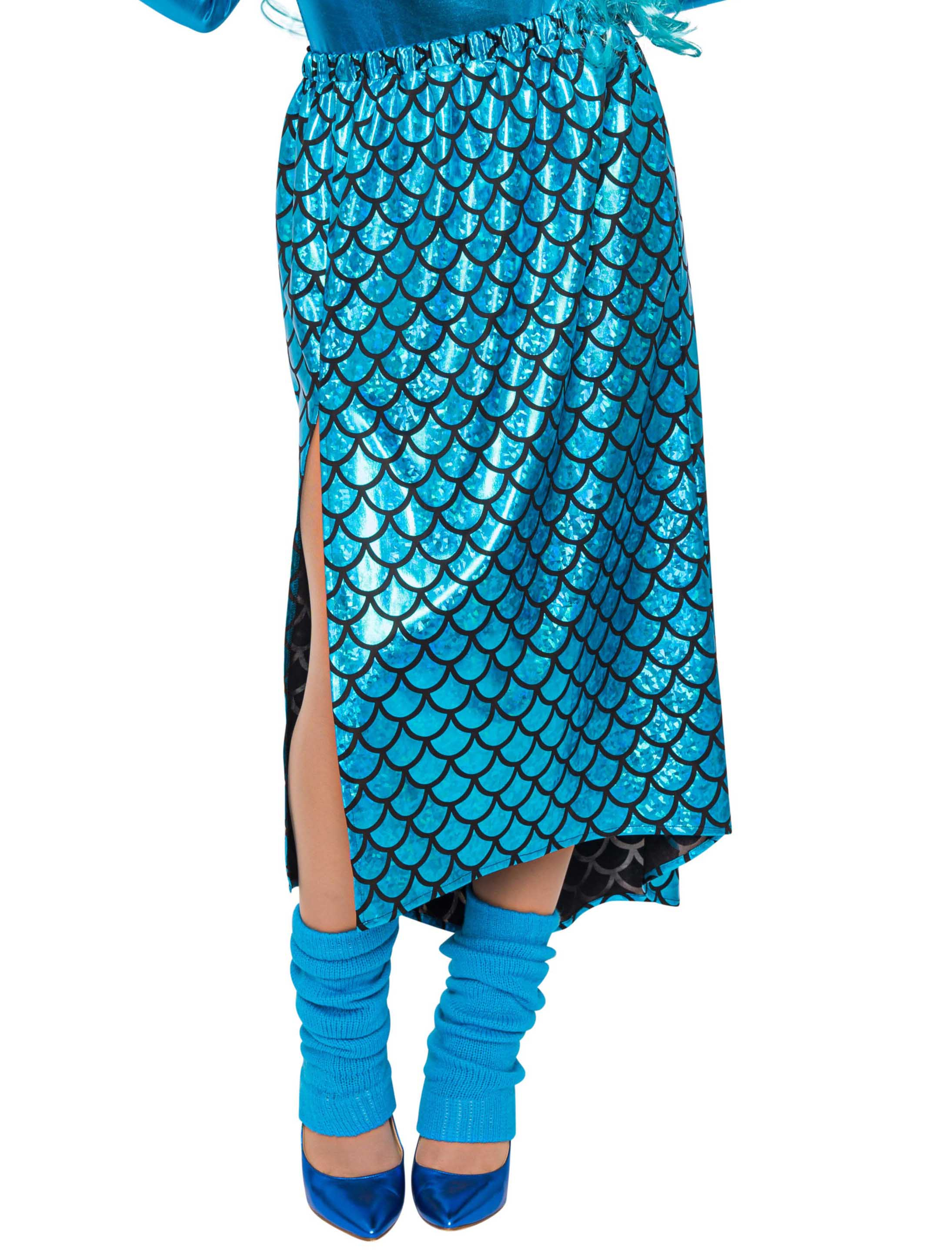 Rock Meerjungfrau lang Damen blau S/M