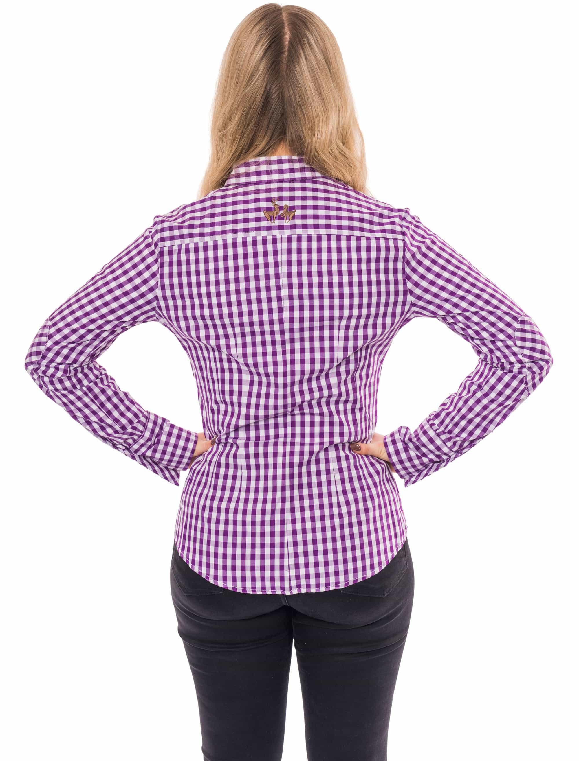 Trachtenbluse kariert Damen lila/weiß 46
