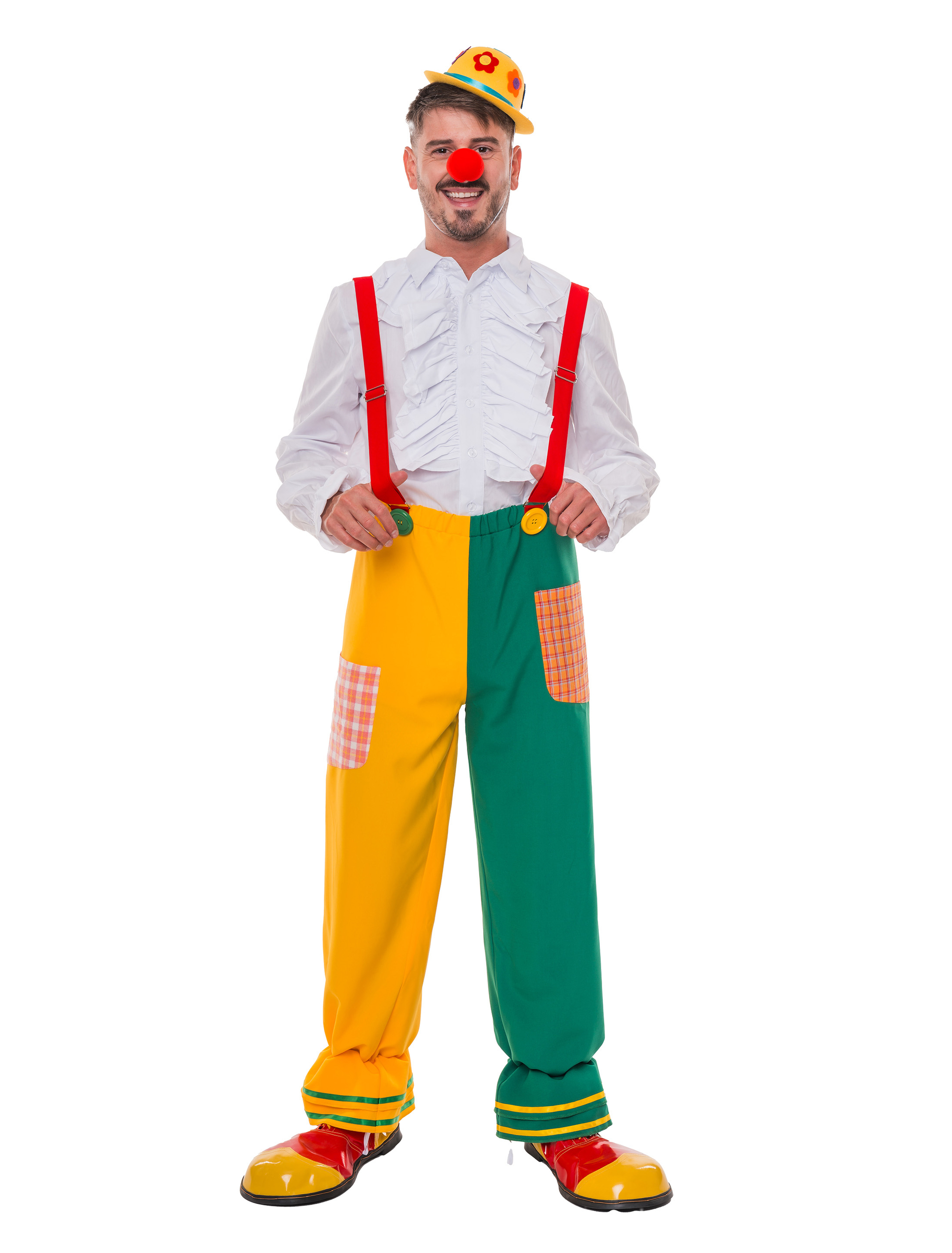 Hose Clown mit Trägern bunt S/M