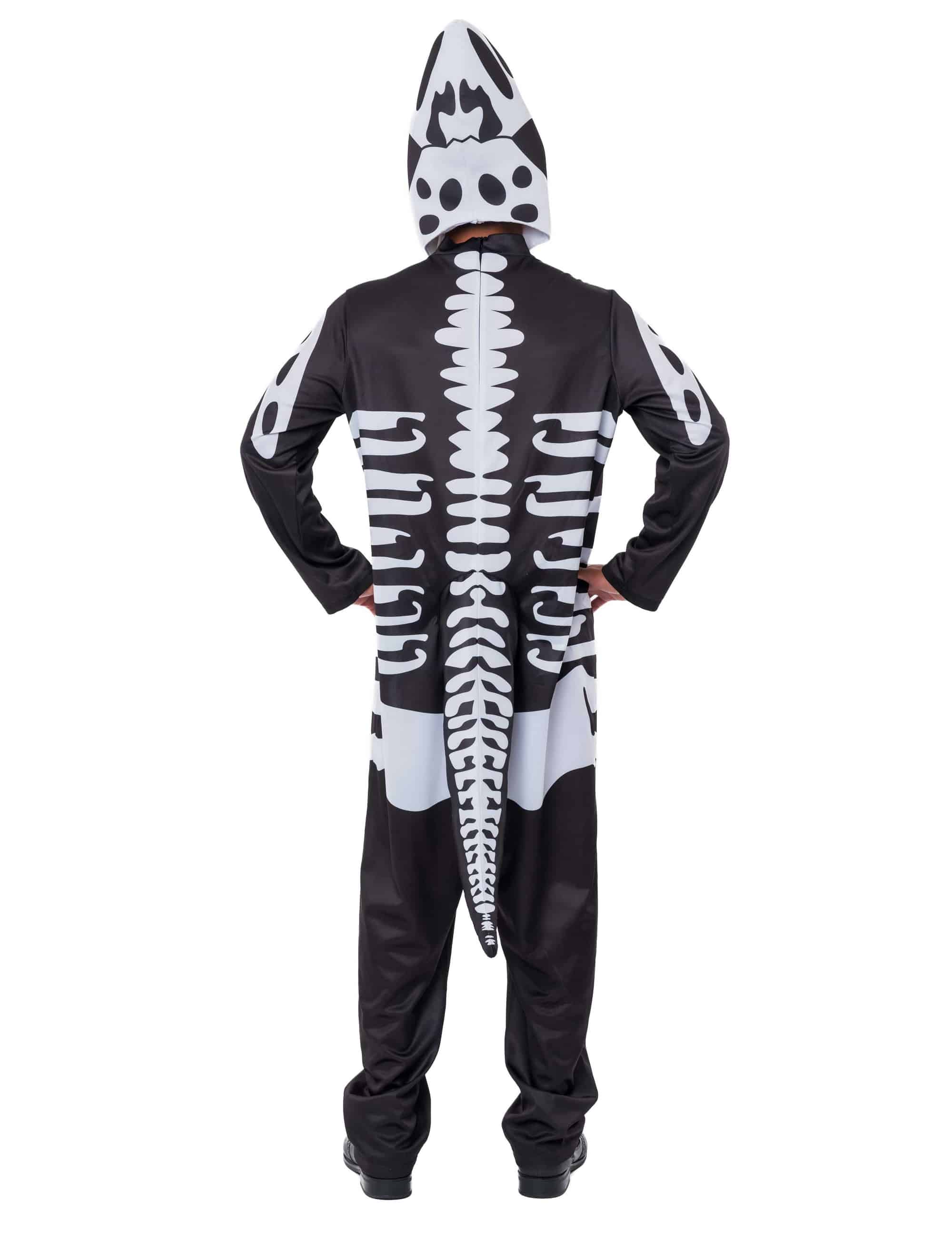 Overall Dinosaurier-Skelett mit Mütze schwarz/weiß S/M