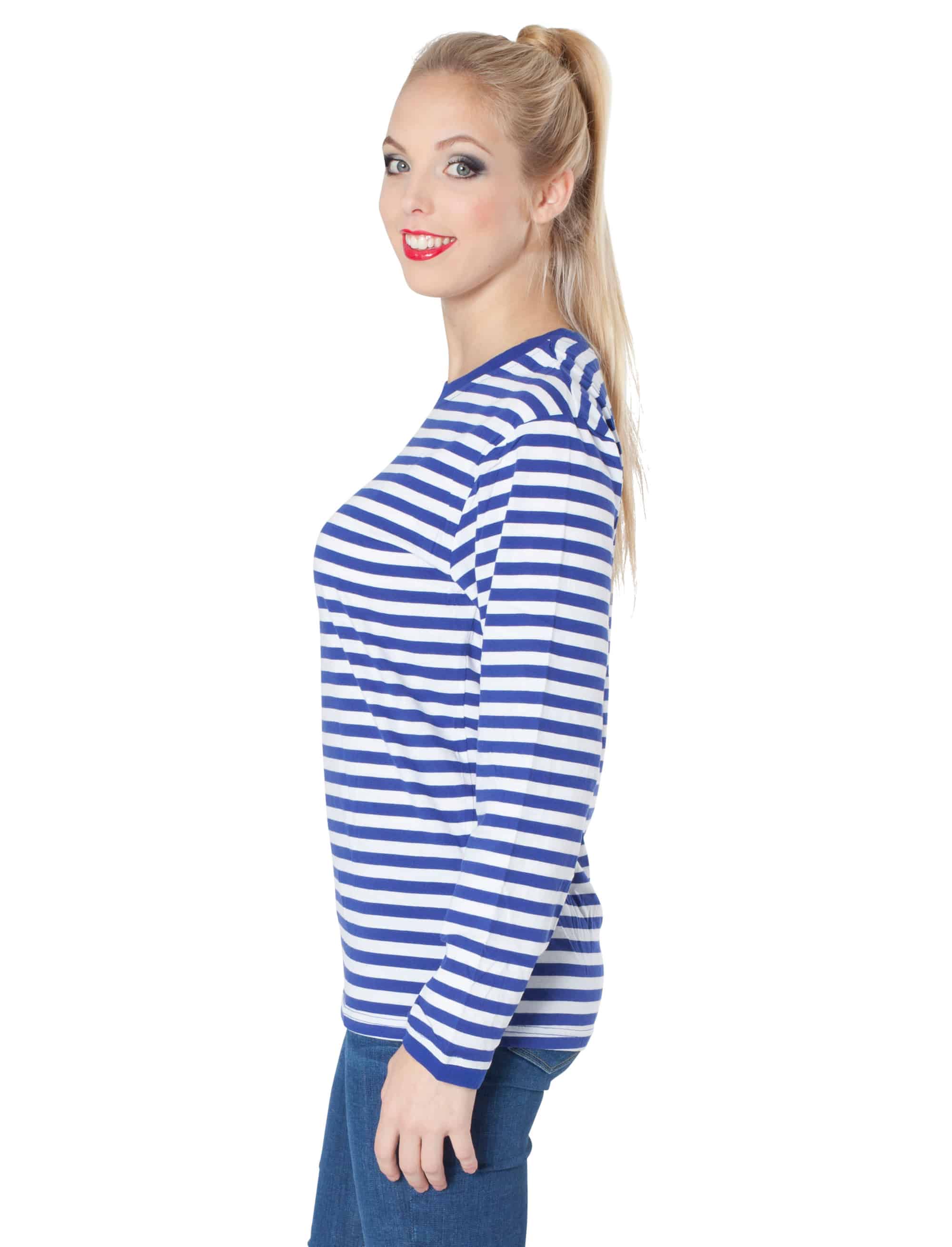 Ringelpulli langarm Unisex blau/weiß 4XL