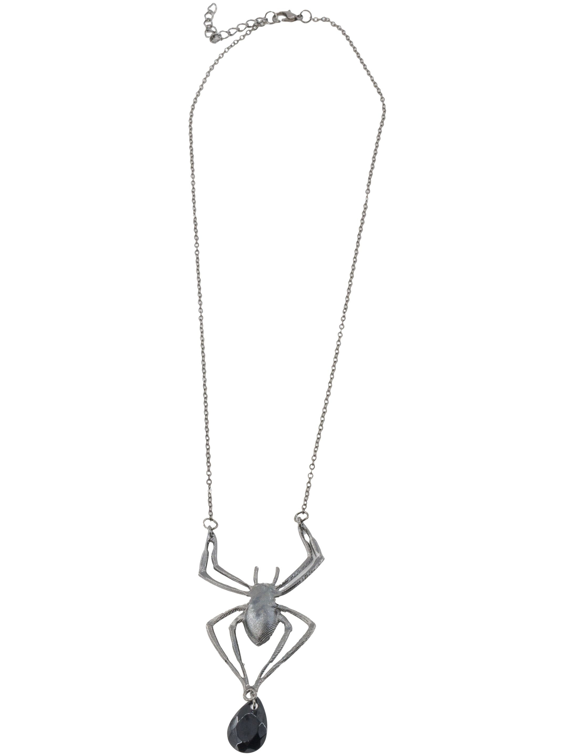 Halskette Spinne mit Kristall Damen schwarz