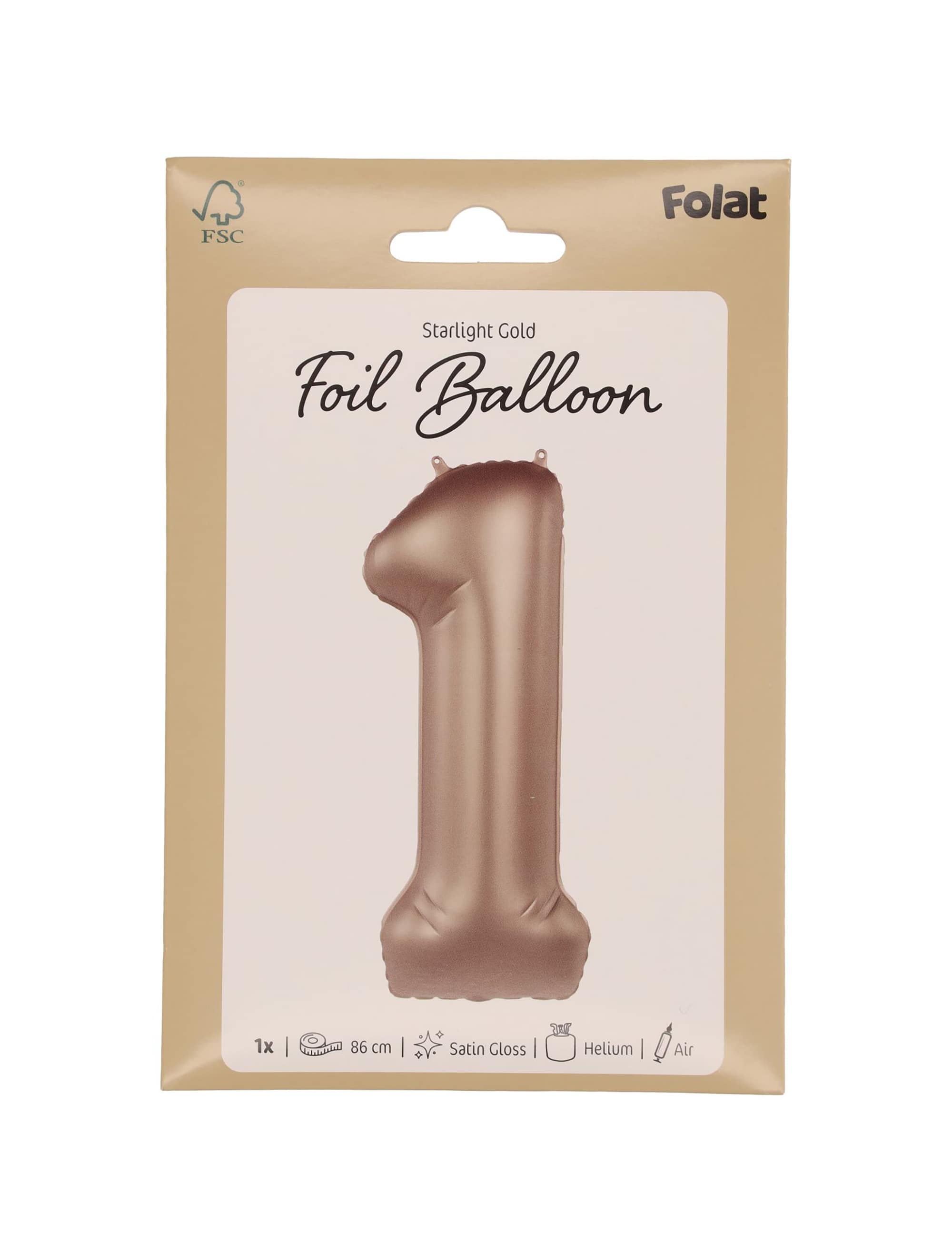 Folienballon Zahl 1 L matt gold