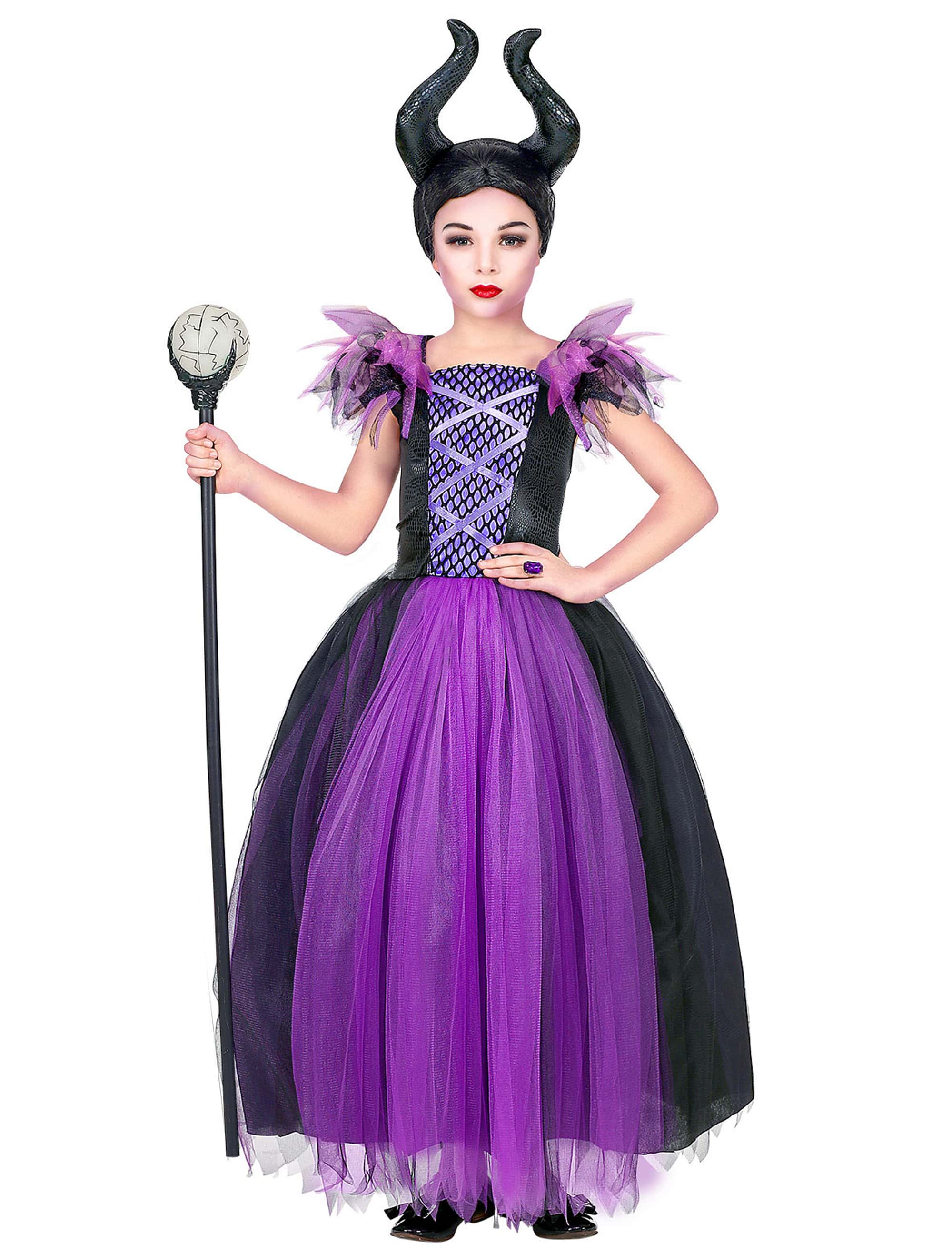 Kleid dunkle Fee Kinder schwarz/lila 8-10 Jahre