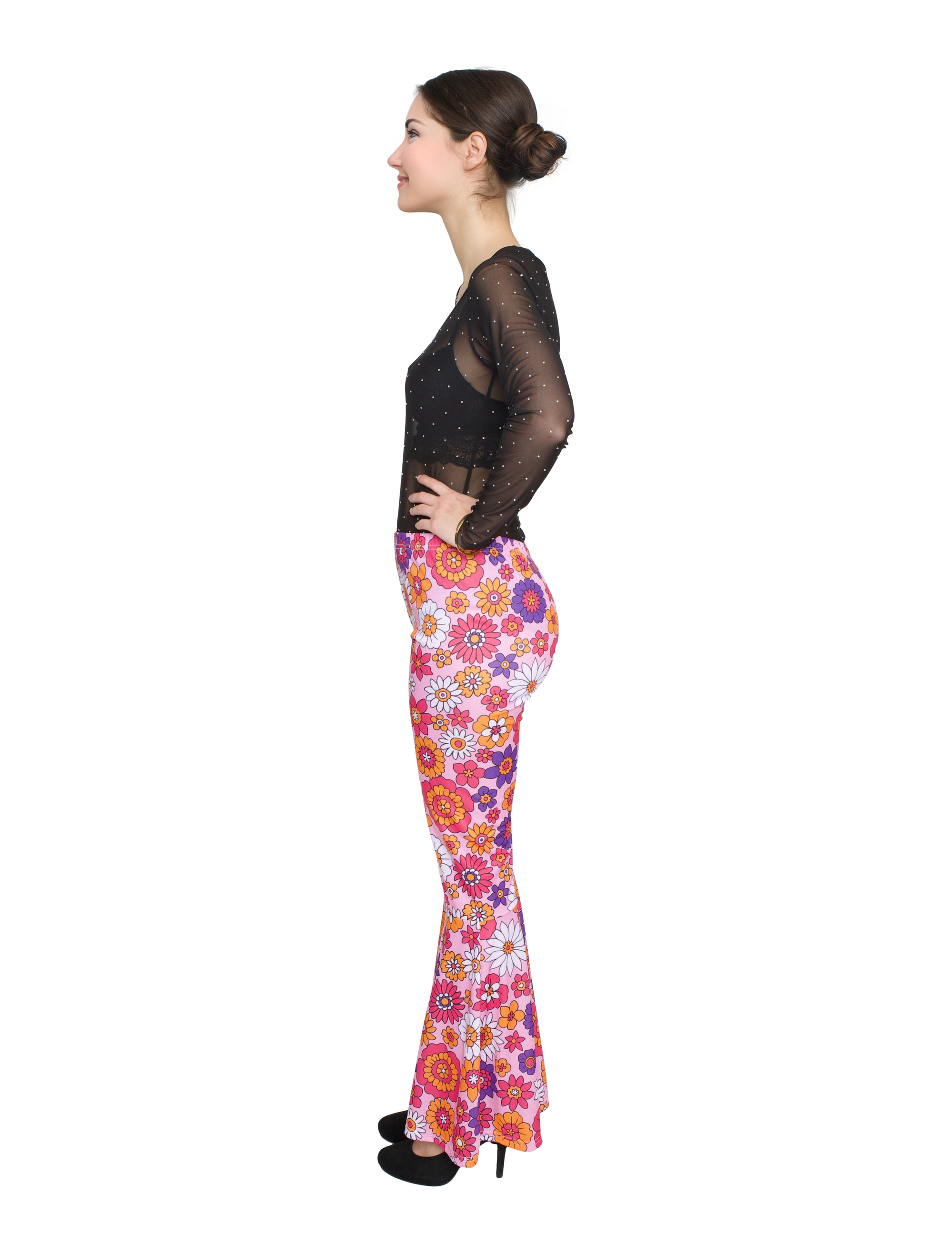 Schlaghose Blumen Damen bunt S/M