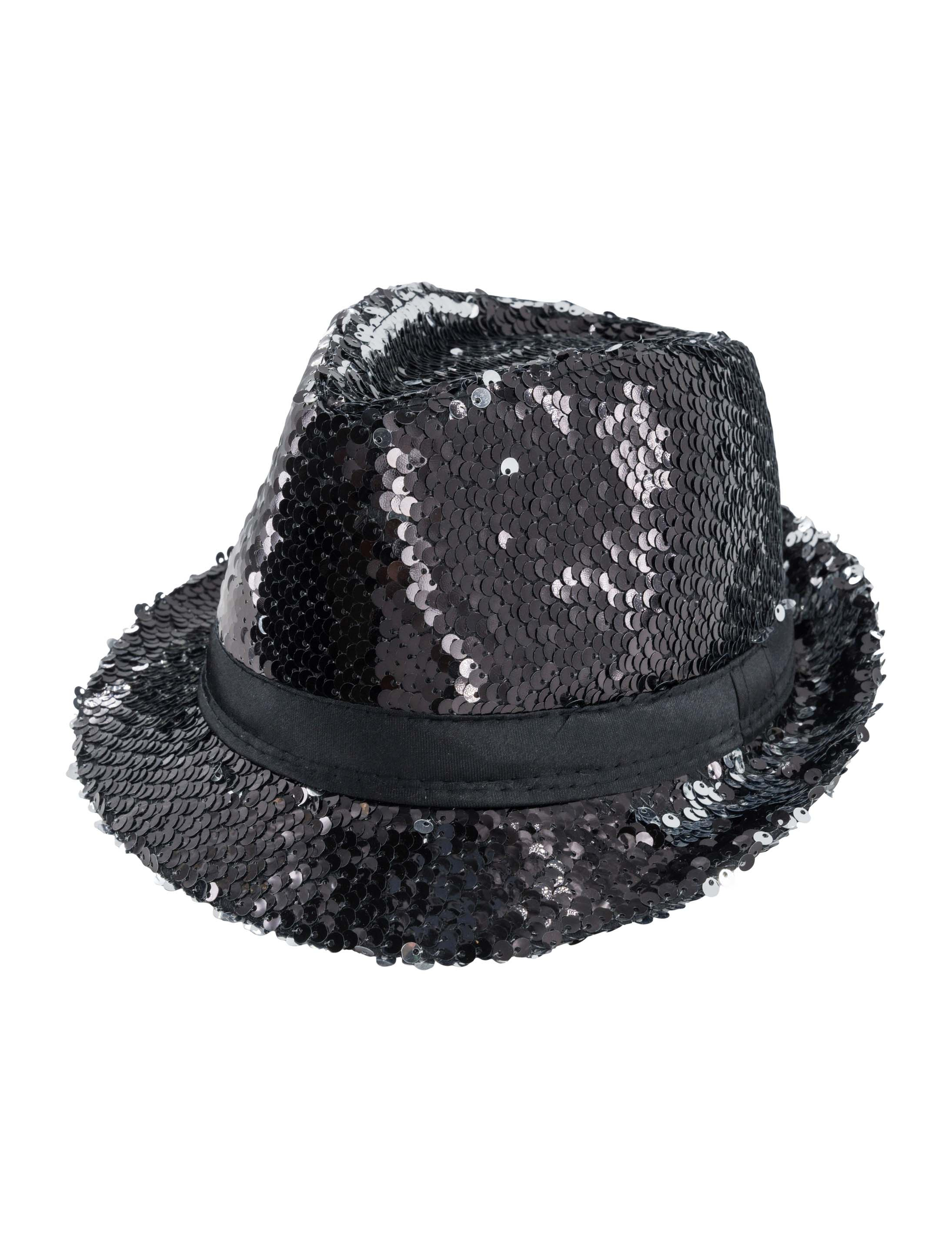 Hut Fedora Wendepailletten schwarz/silber one size