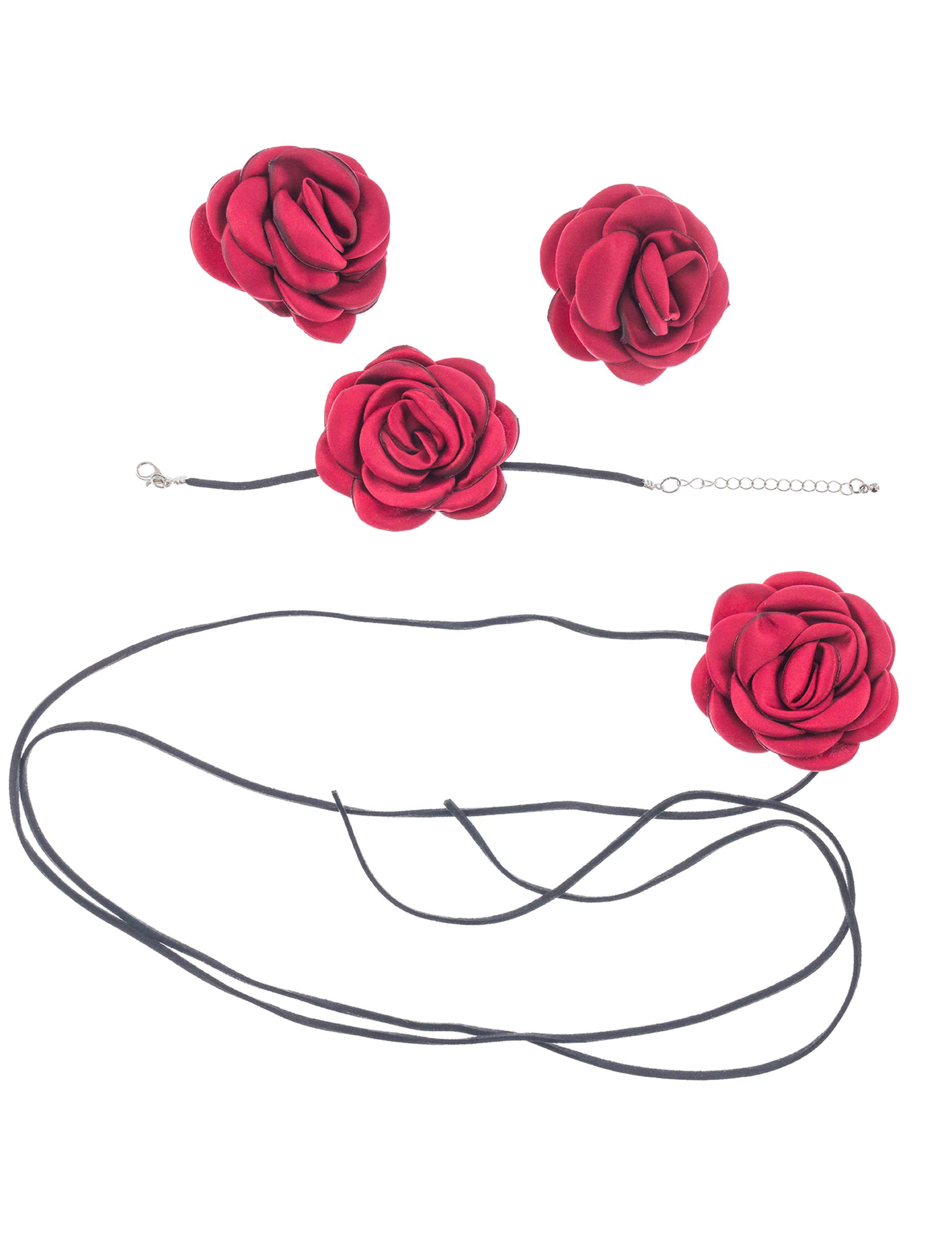 Schmuckset Rose 3-tlg. schwarz/rot