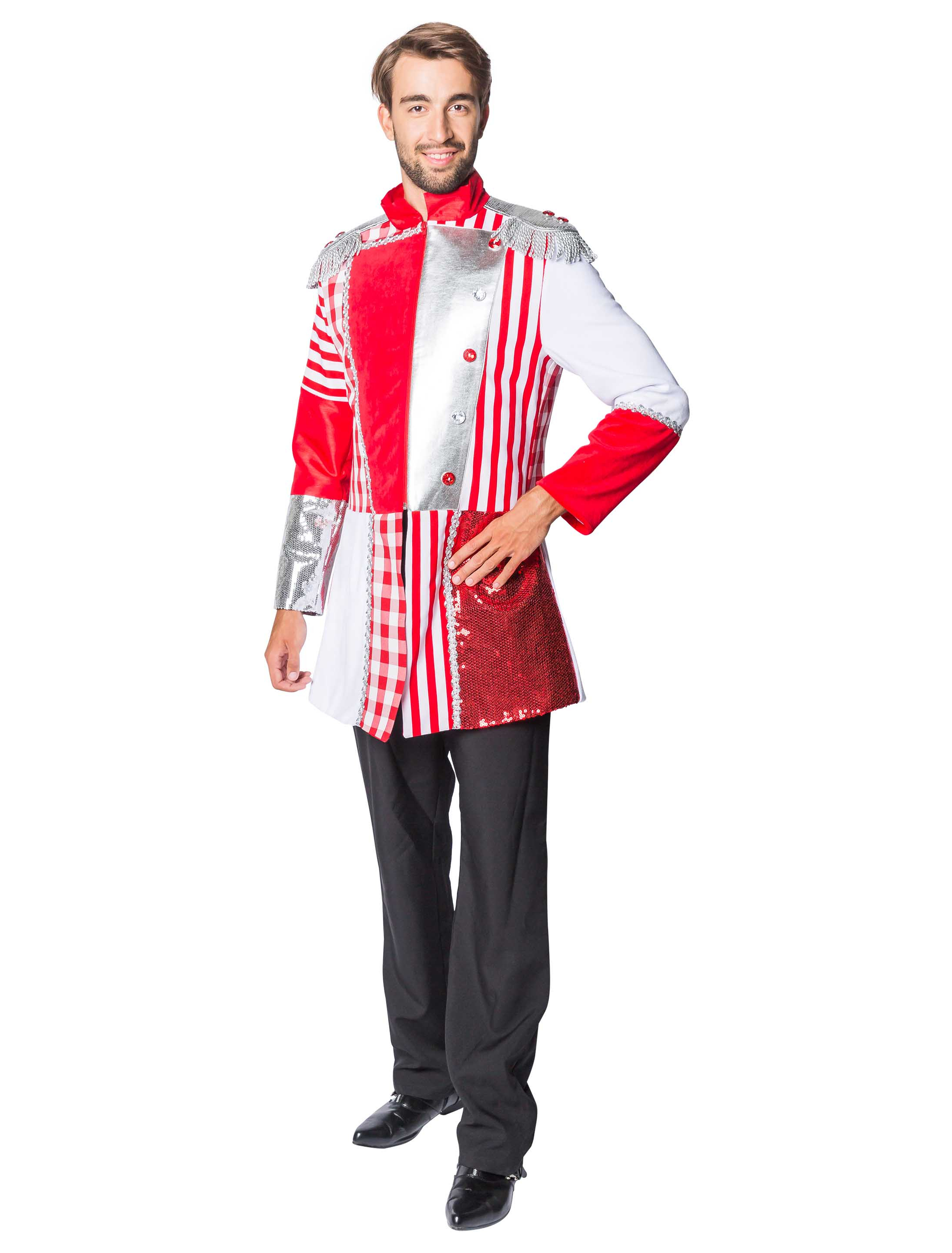 Mantel deluxe Herren rot/weiß S