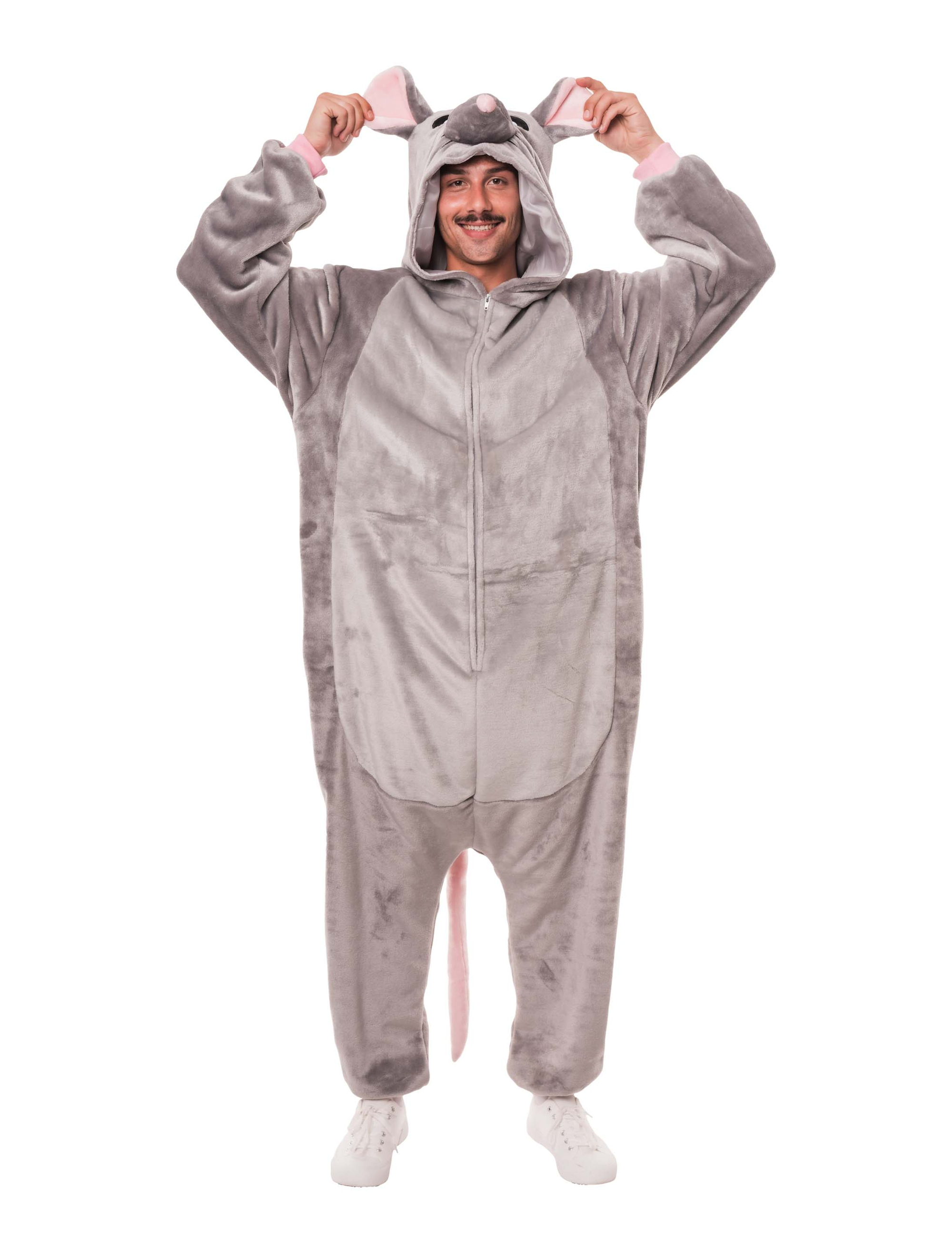 Overall Plüsch Maus Herren grau 50/52