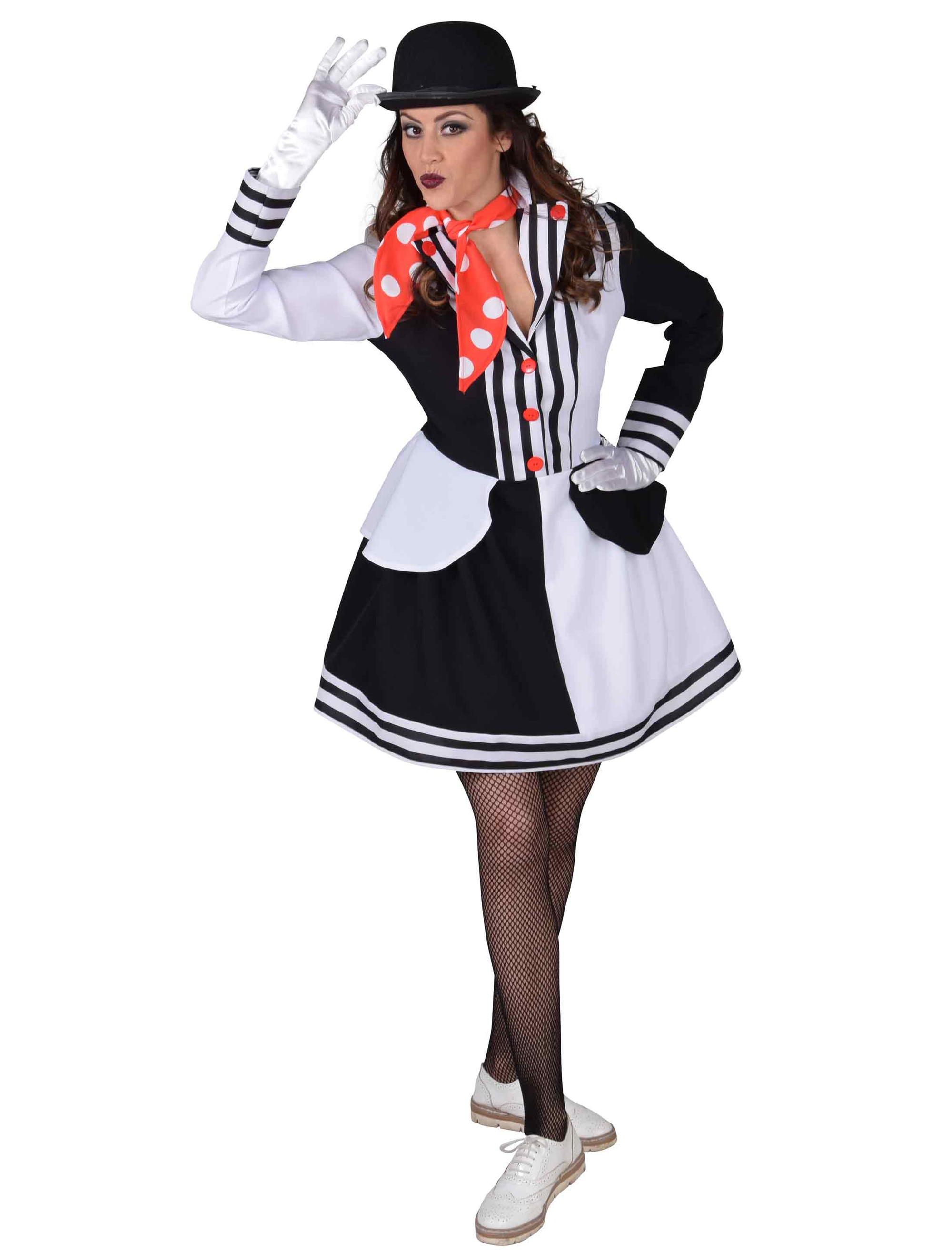 Kleid Pantomime deluxe 2-tlg. Damen schwarz/weiß 2XL
