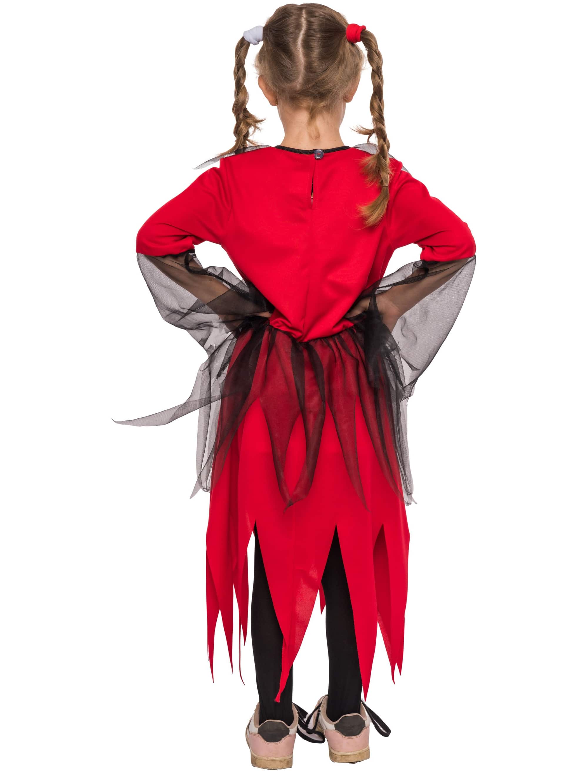 Kleid Teufel mit Tüll Mädchen schwarz/rot 152