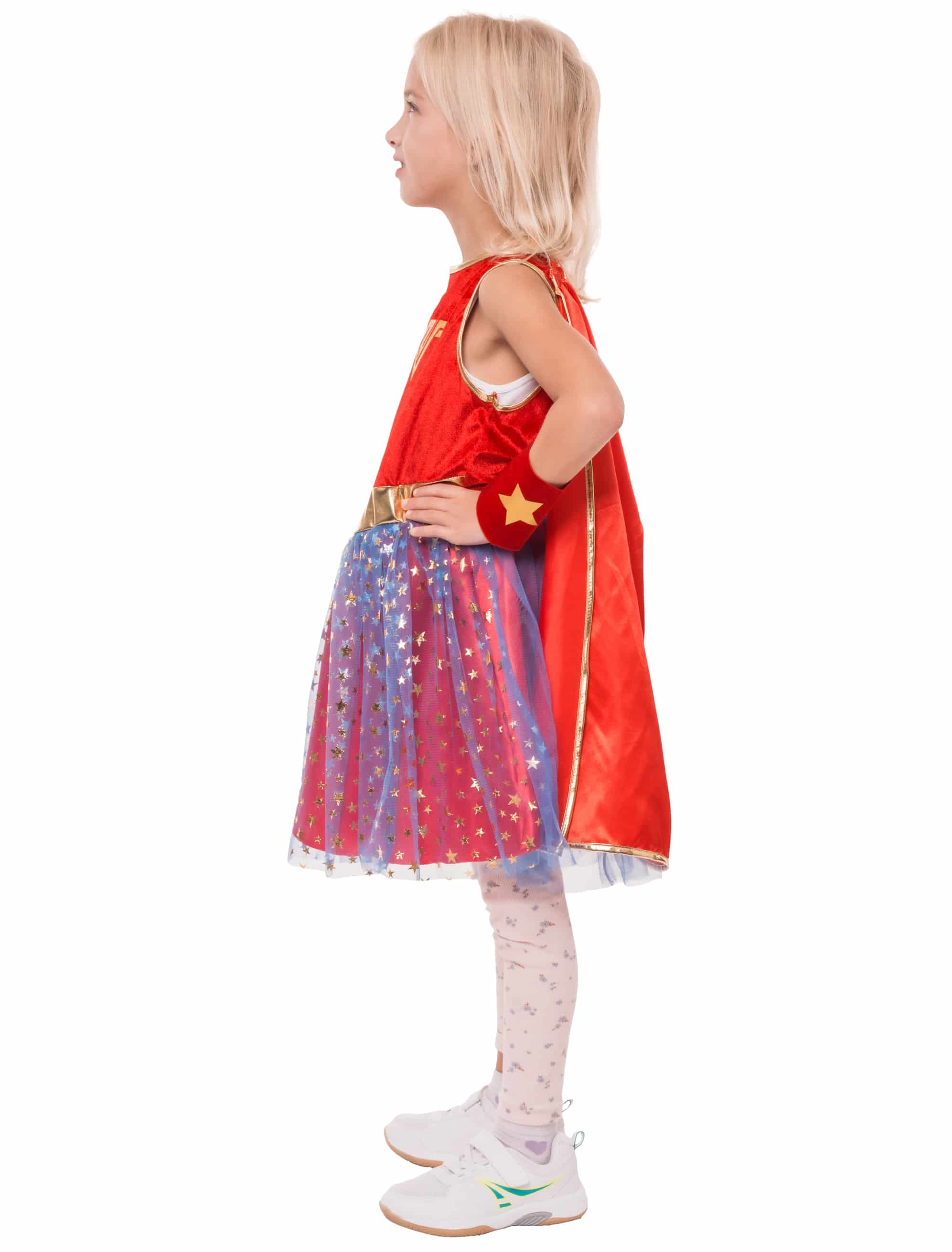 Kleid Superheldin 3-tlg. Kinder rot/blau 4-6 Jahre