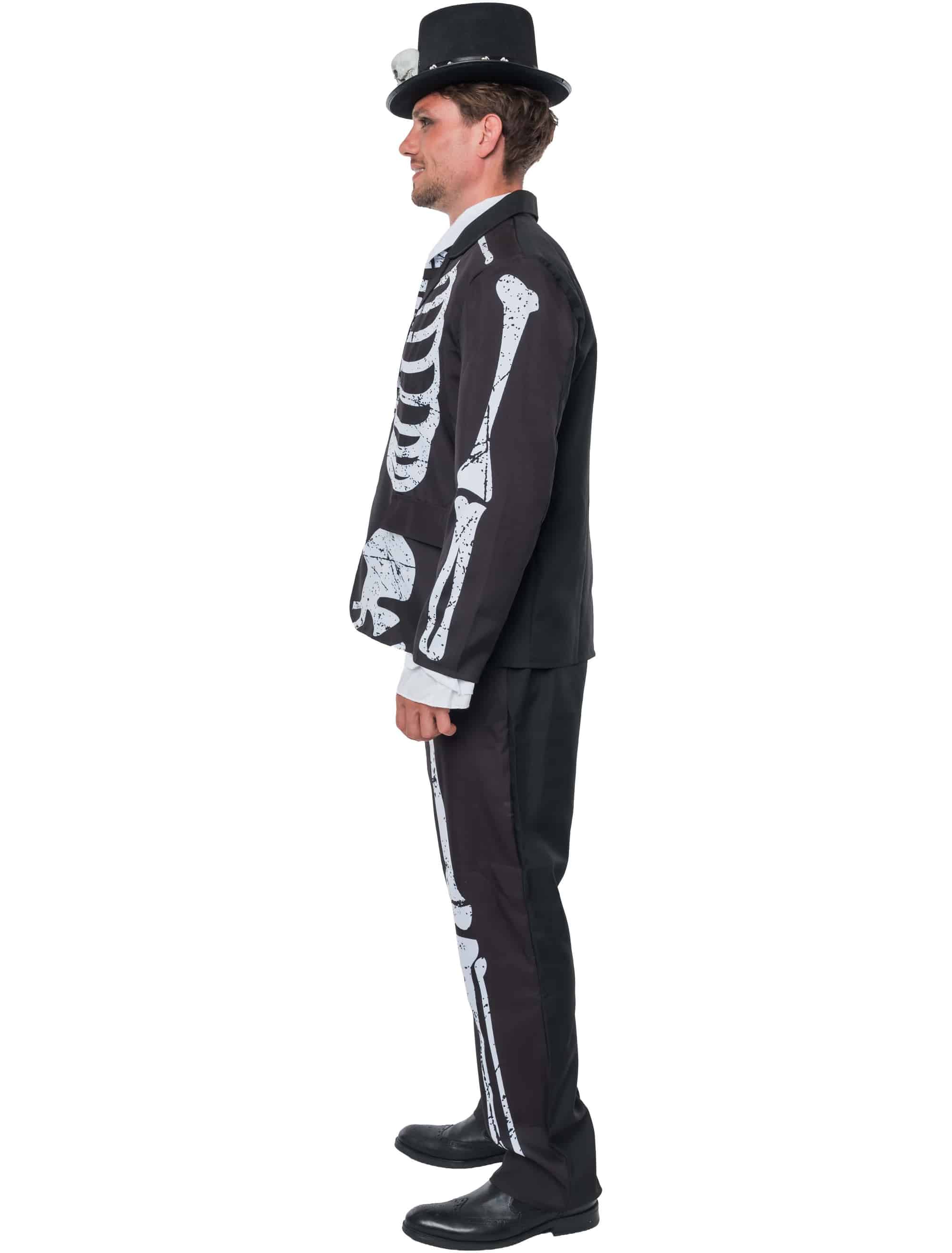 Anzug Skelett 3-tlg. Herren schwarz/weiß M/L