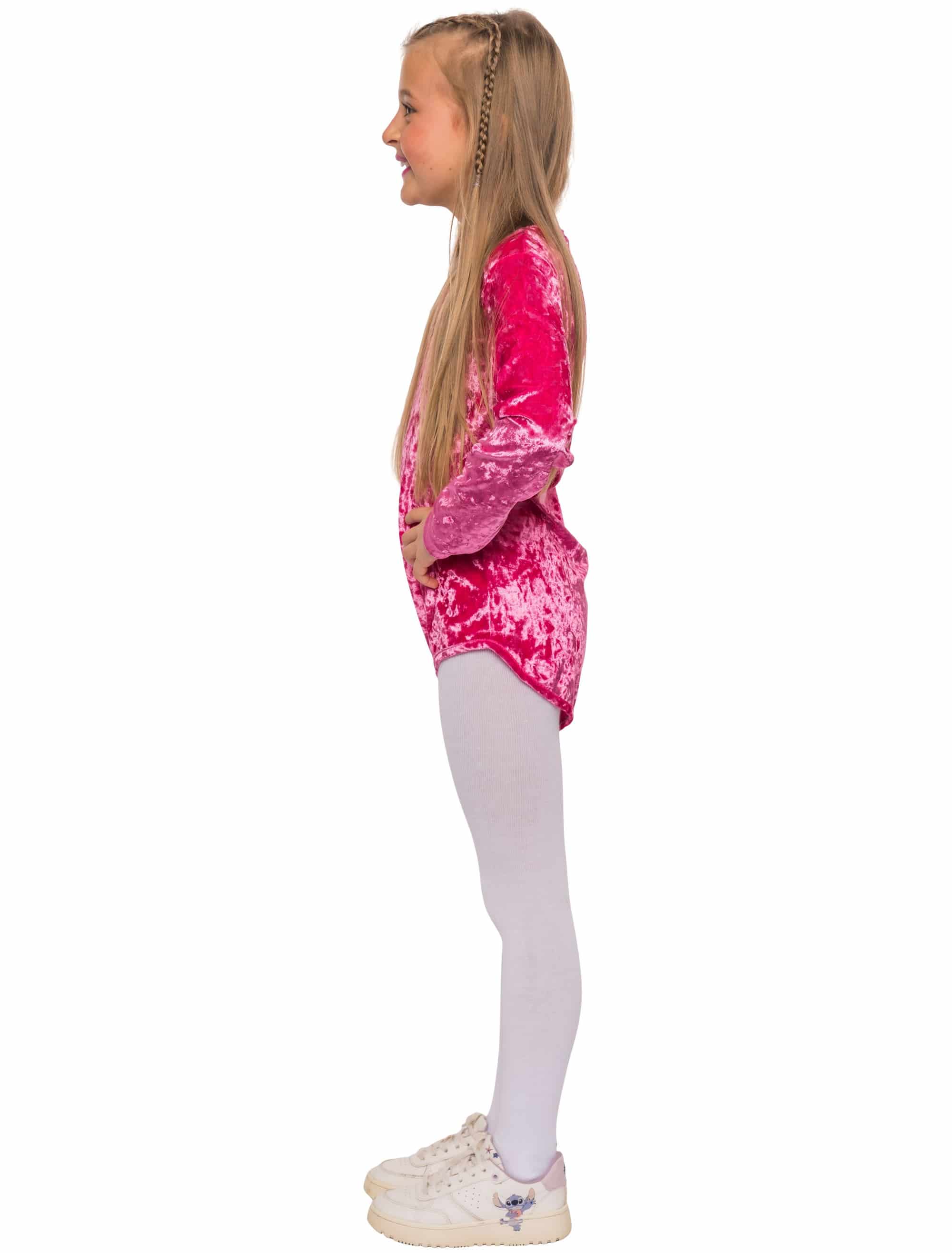 Body langarm Samt Kinder pink 140-152