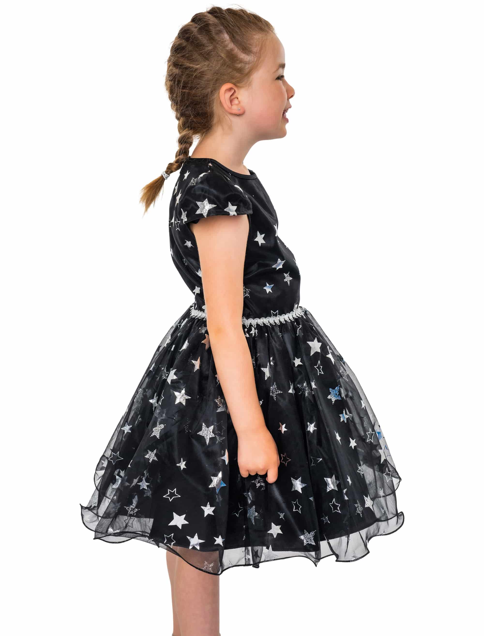 Kleid Hexe mit Sternen silber Mädchen schwarz 116