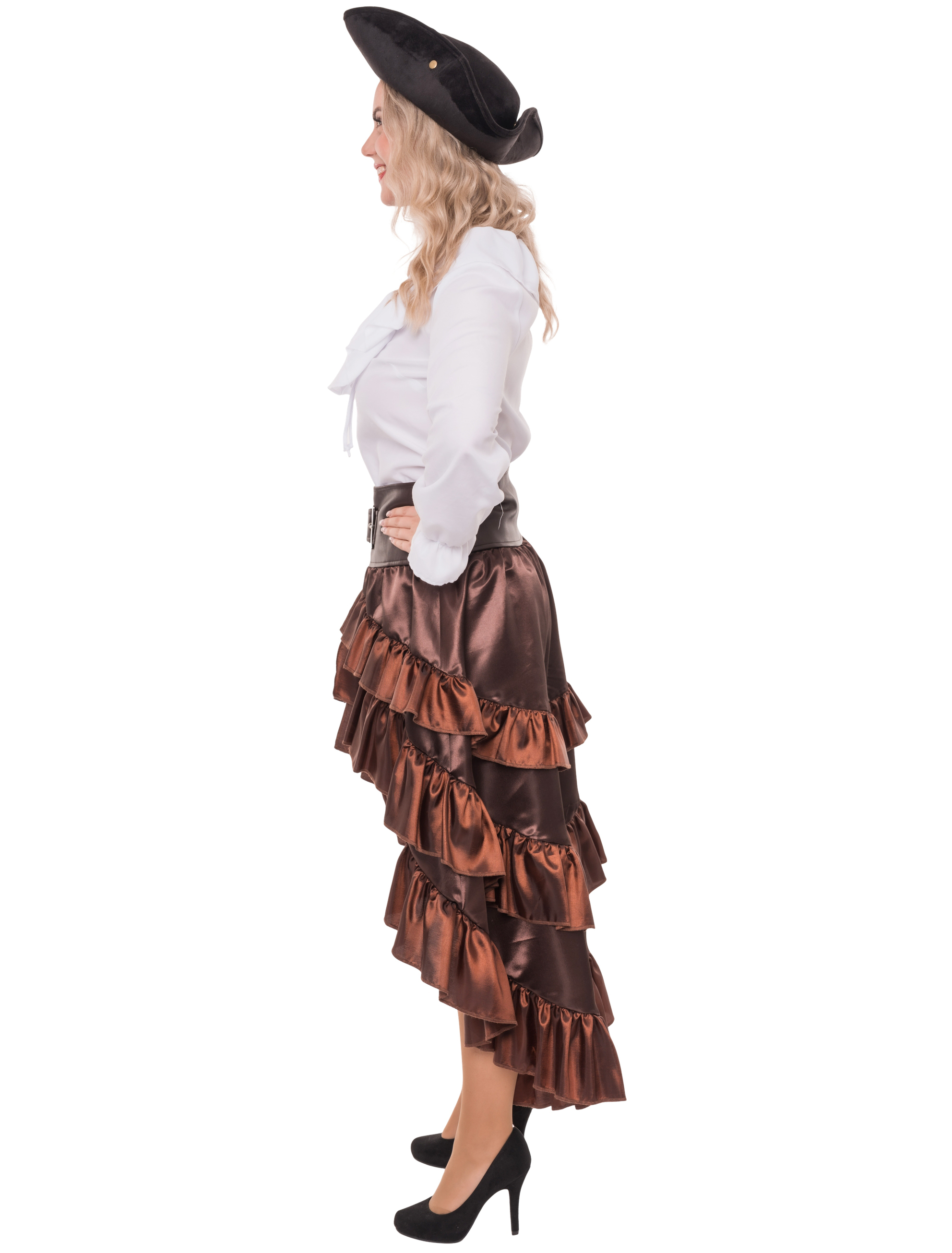 Rock Steampunk mit Schnalle Damen braun S/M