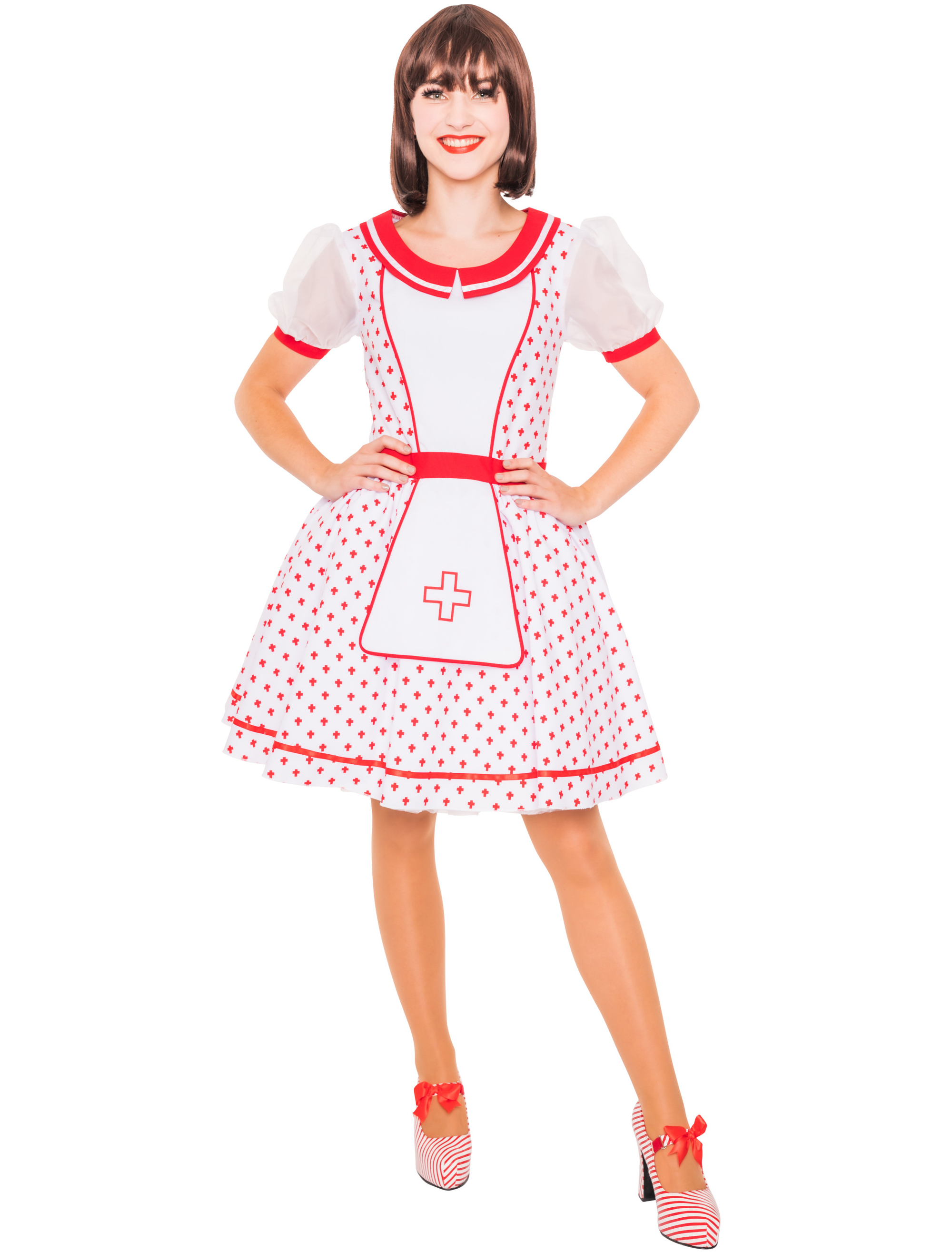 Kleid Krankenschwester mit Kreuz Damen rot/weiß S