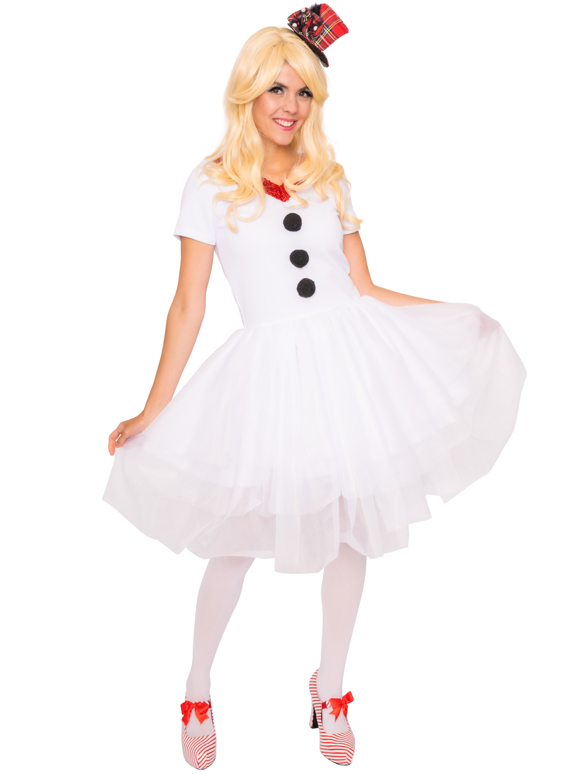 Kleid Schneemann Damen weiß L