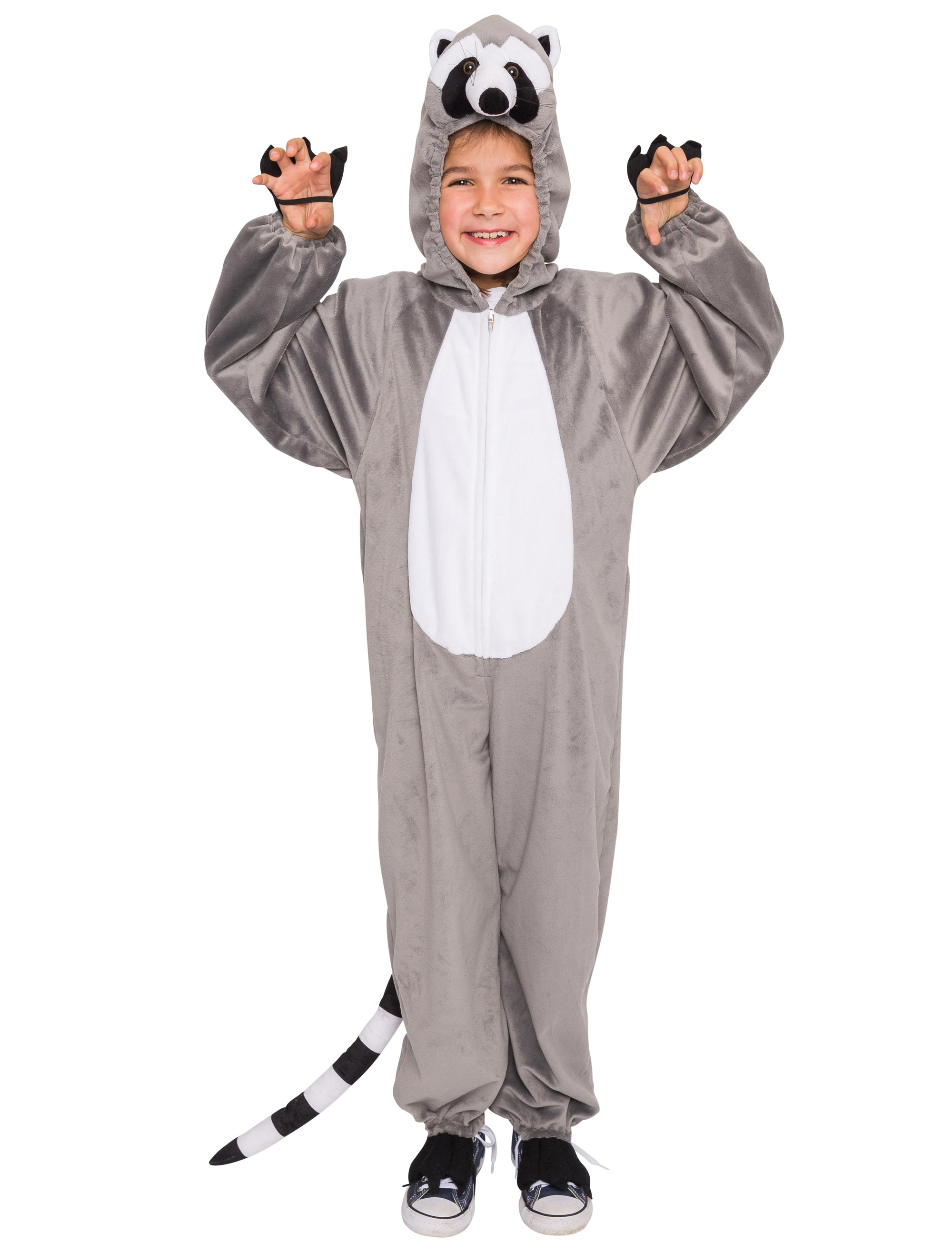 Overall Plüsch Waschbär Kinder grau 140-164