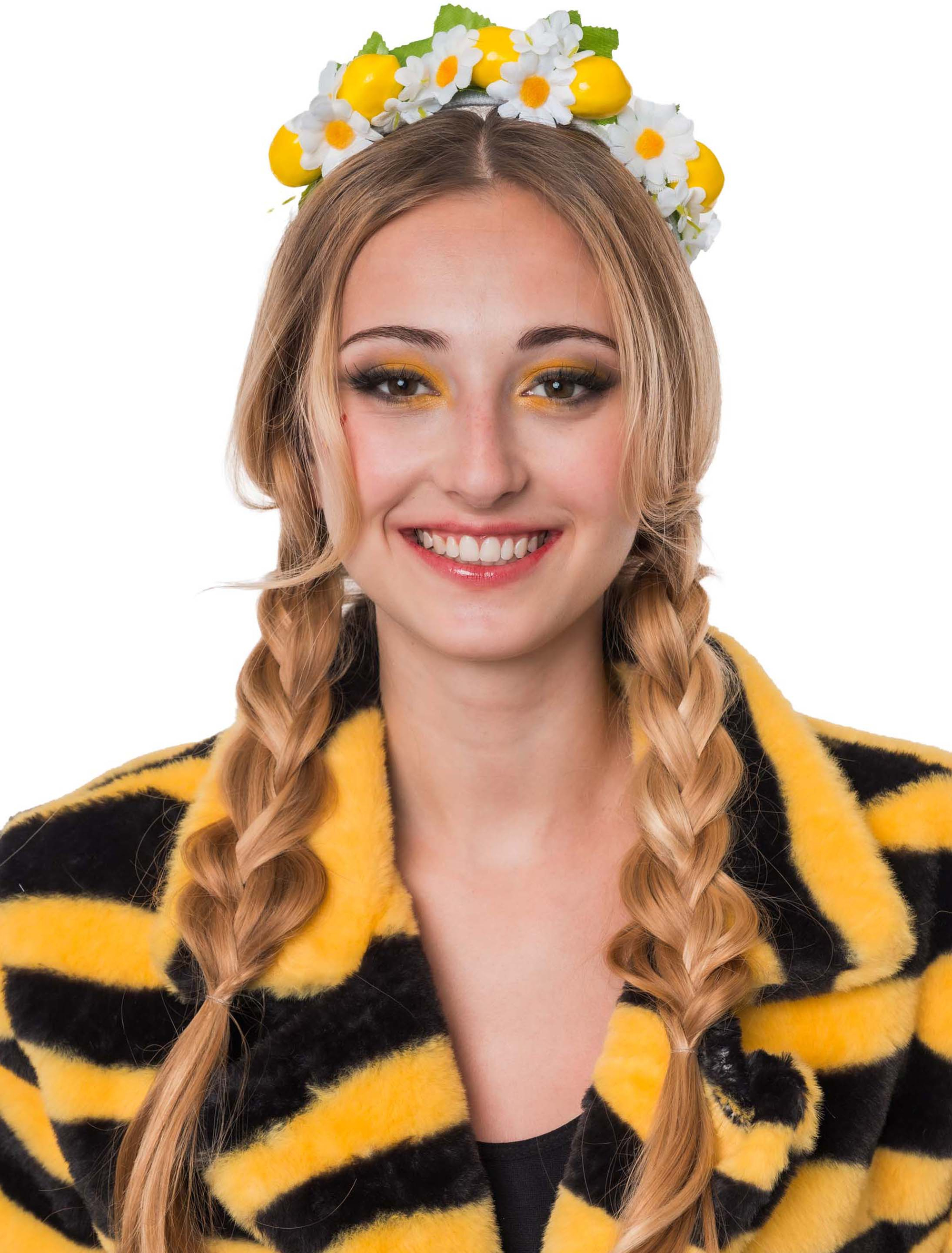 Haarreif Zitronen mit Blumen gelb/weiß