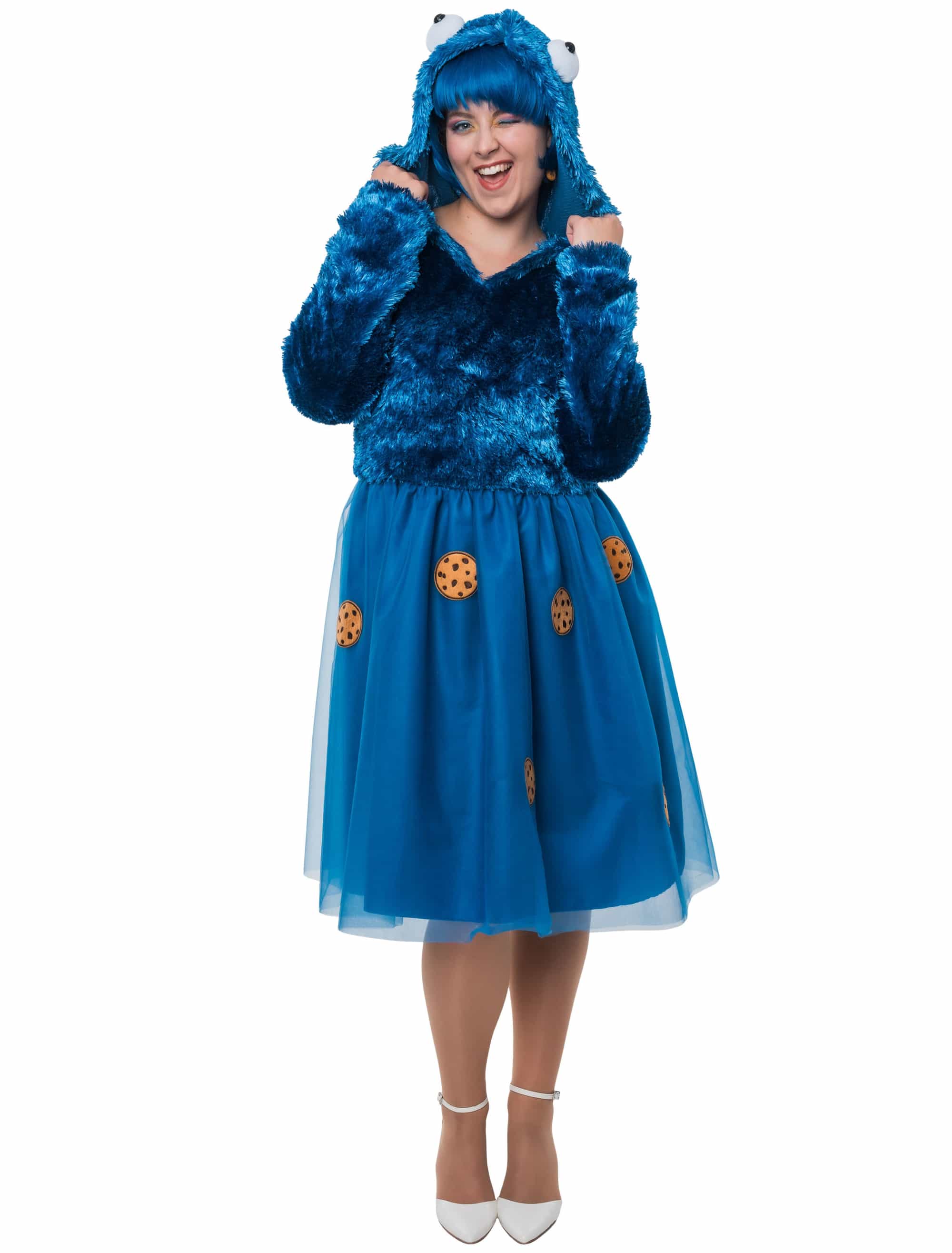 Kleid Krümelchen mit Kapuze Damen blau 2XL/3XL