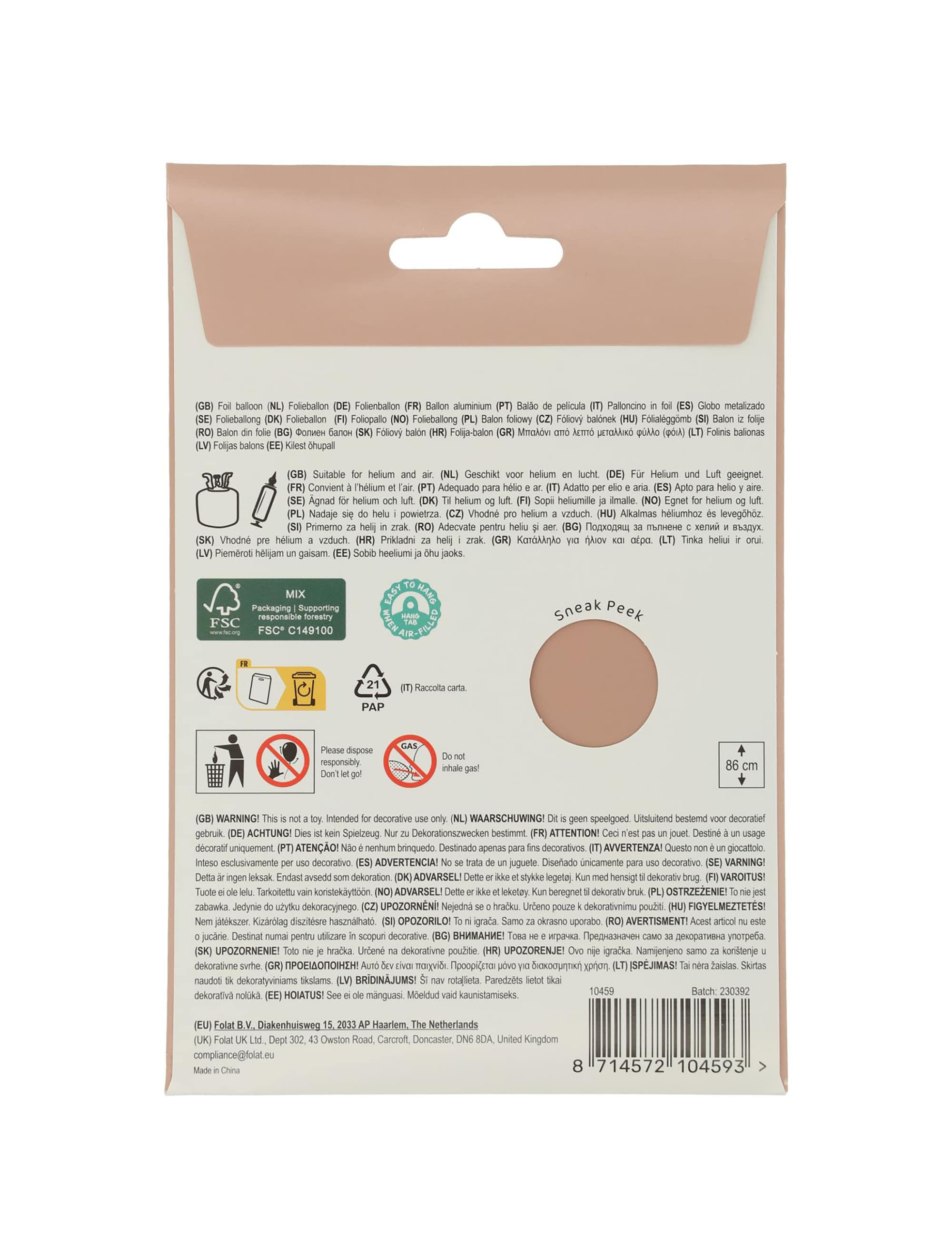 Folienballon Zahl 9 L matt rosa