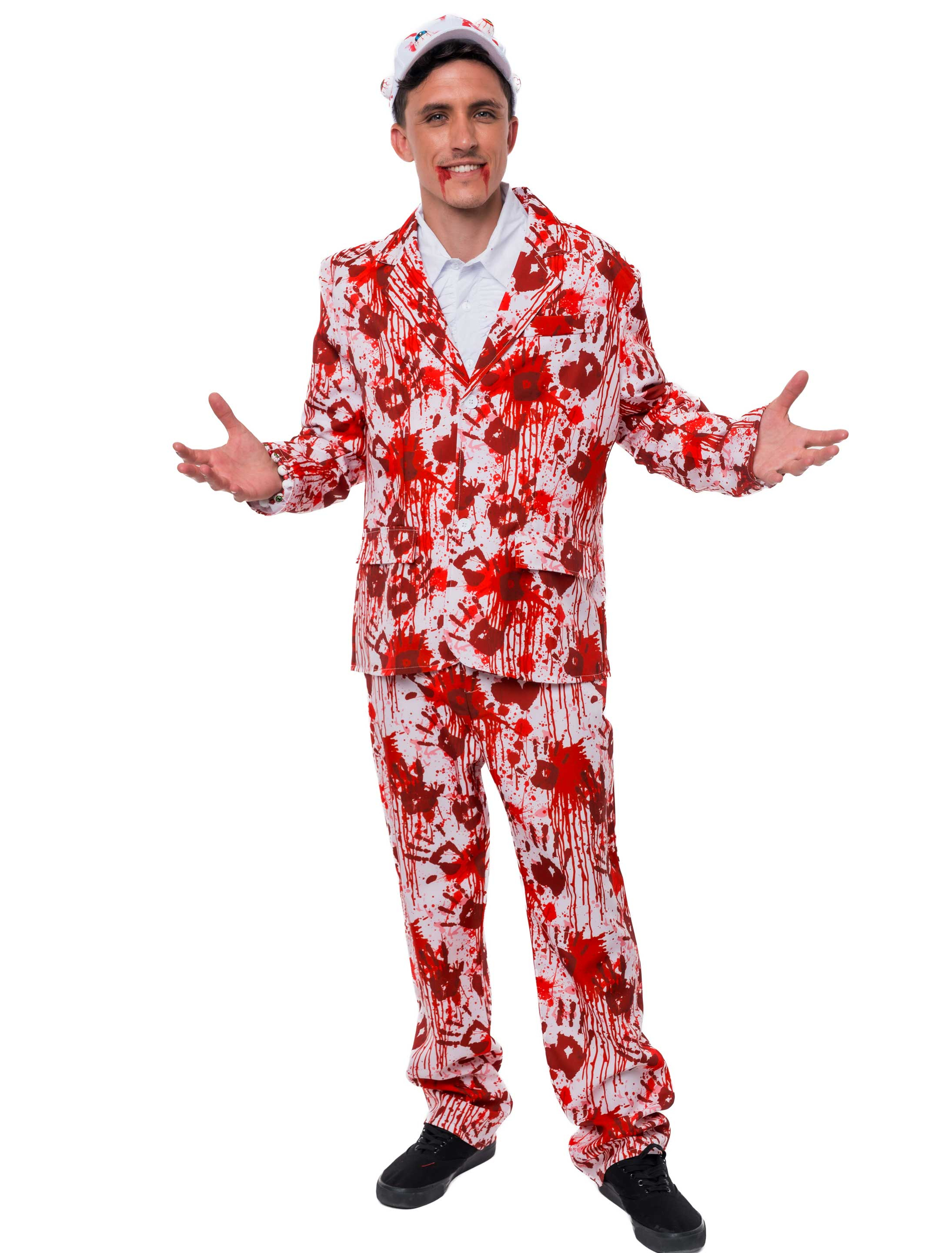 Anzug blutig 2-tlg. Herren weiß/rot M/L