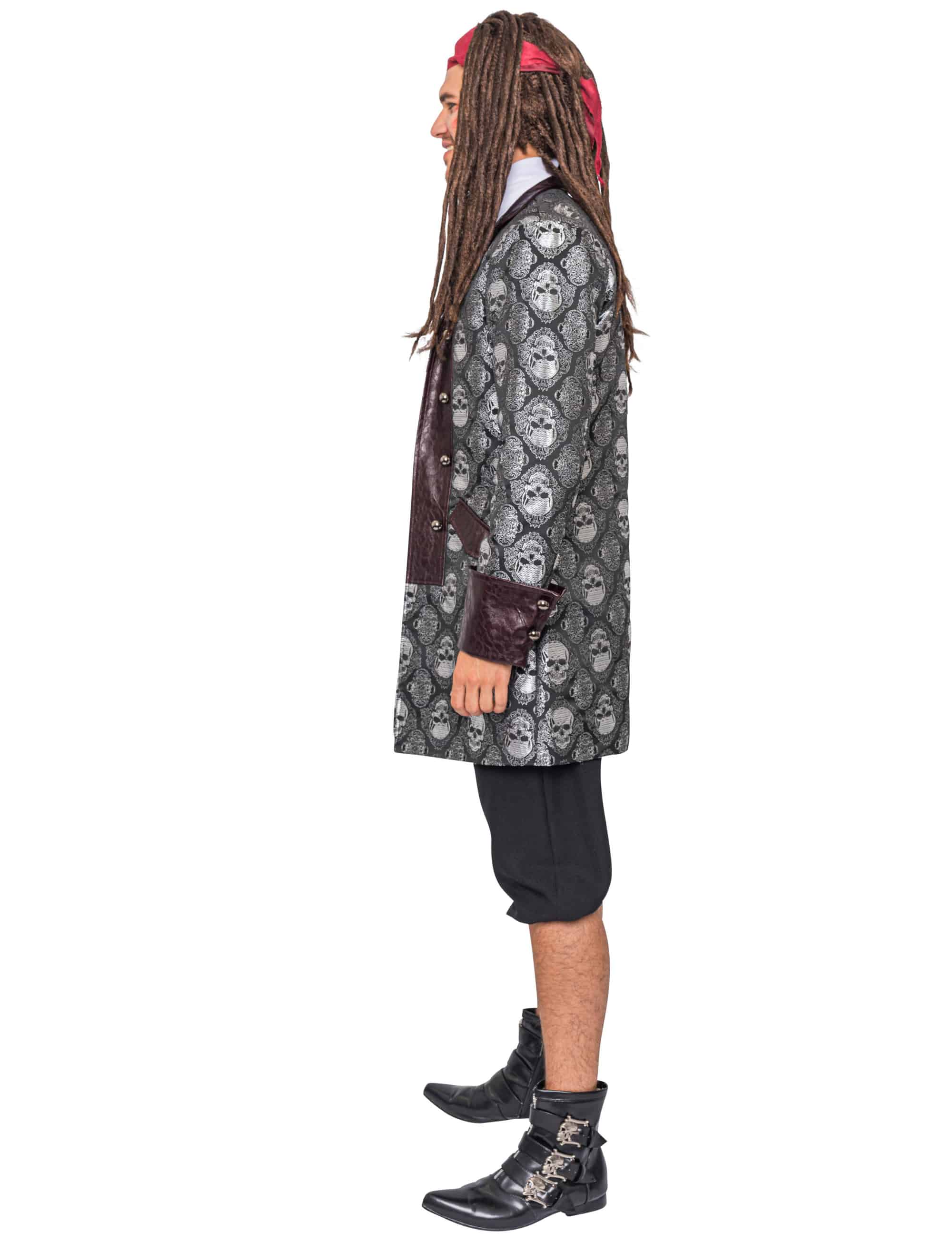 Jacke mit silbernen Totenköpfen Herren schwarz/silber 4XL