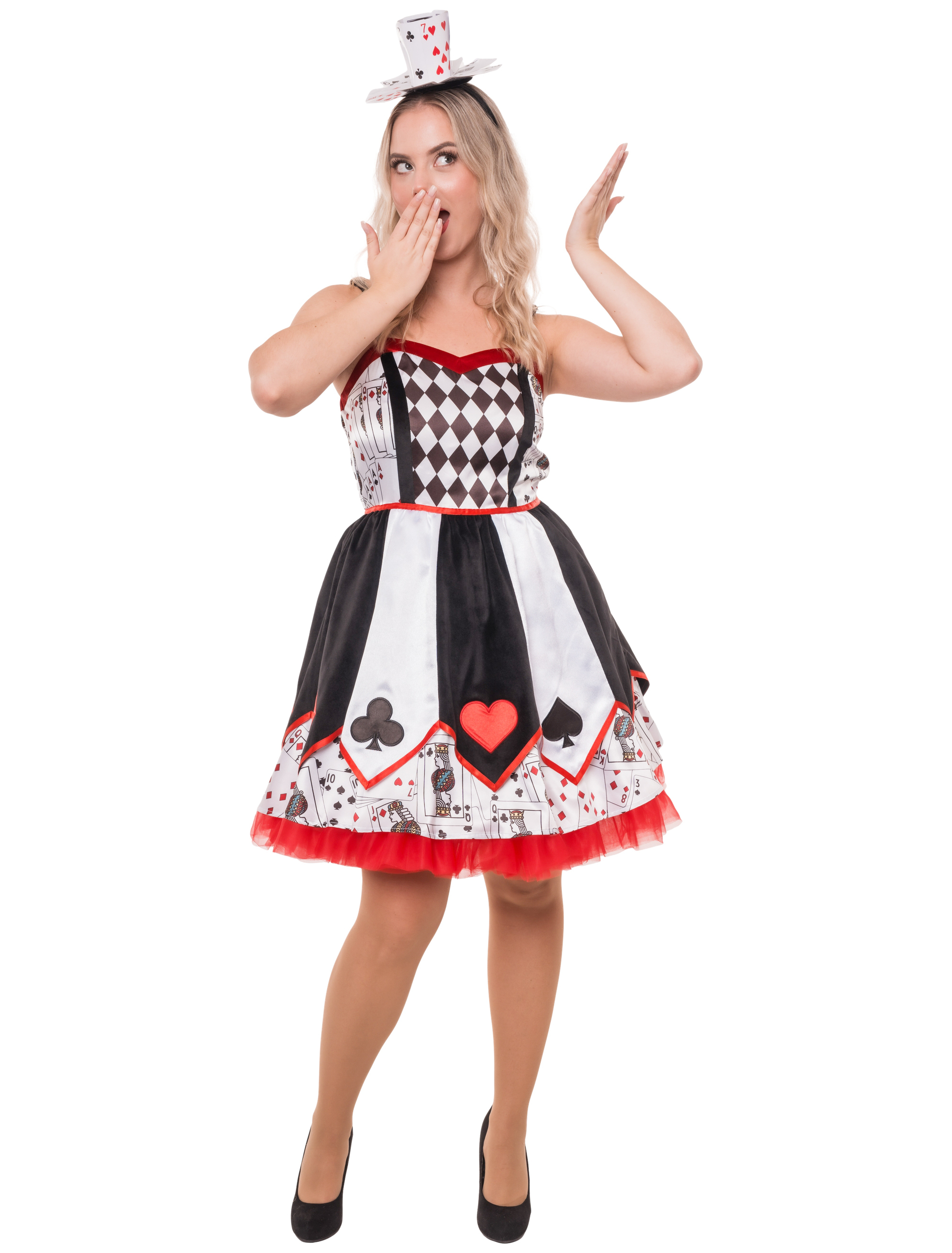 Kleid Spielkarten schwarz/weiß/rot S/M