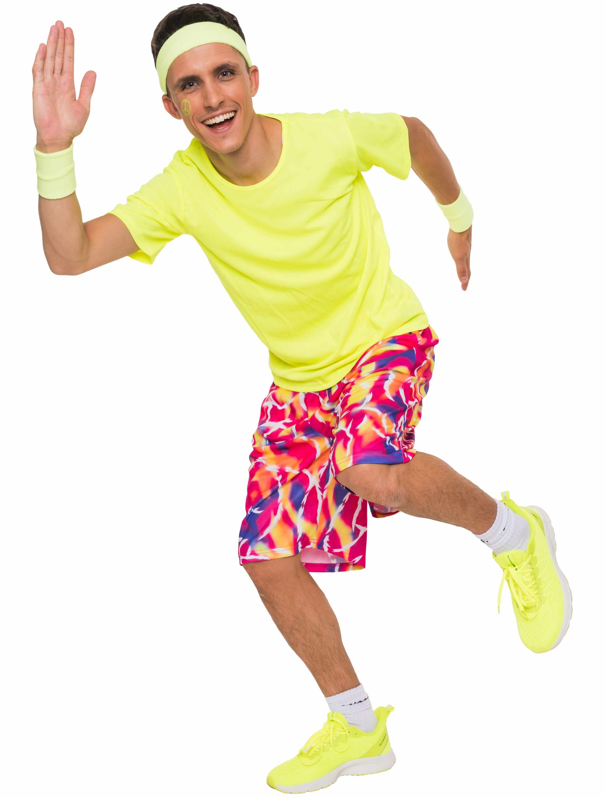T-Shirt Neon Unifarben Herren neongelb S/M