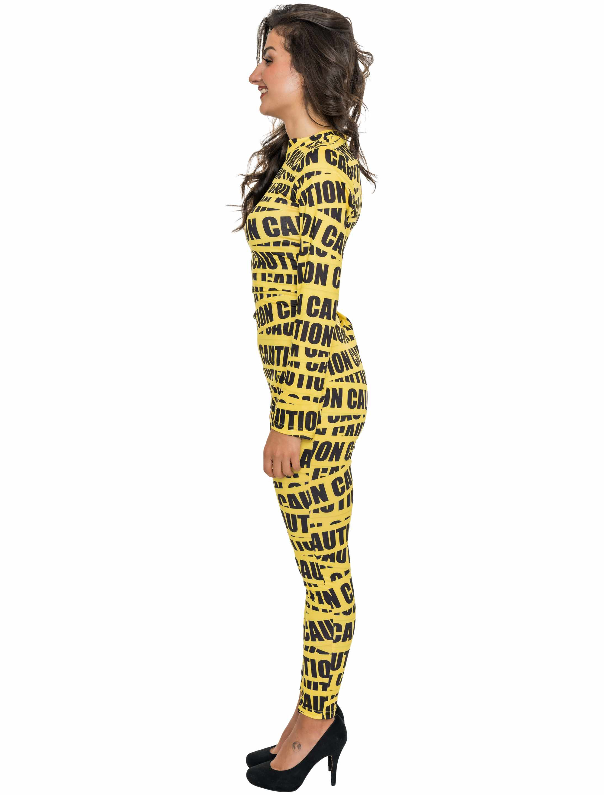 Catsuit Caution Damen schwarz/gelb XL