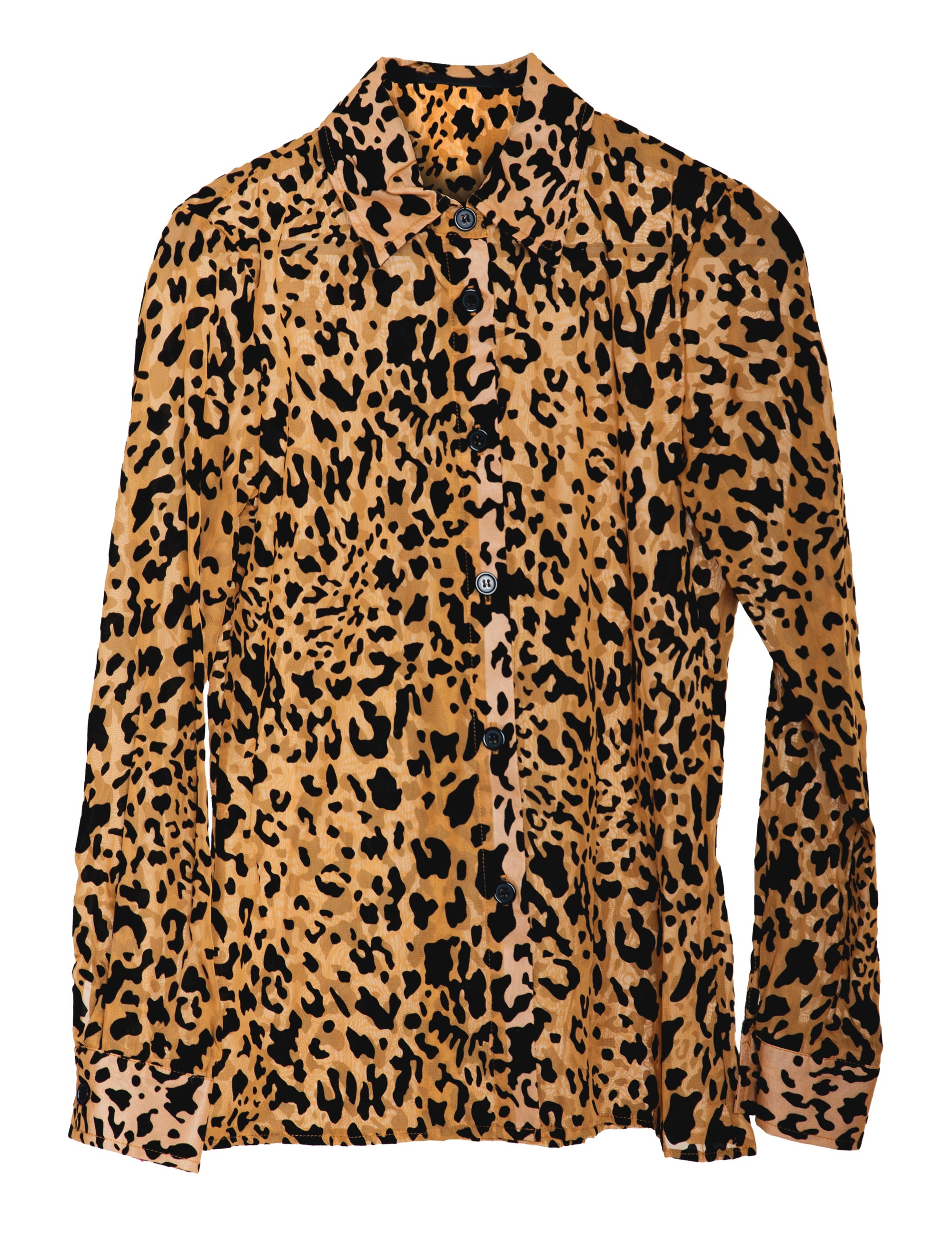 Bluse transparent Leopard Damen braun S/M