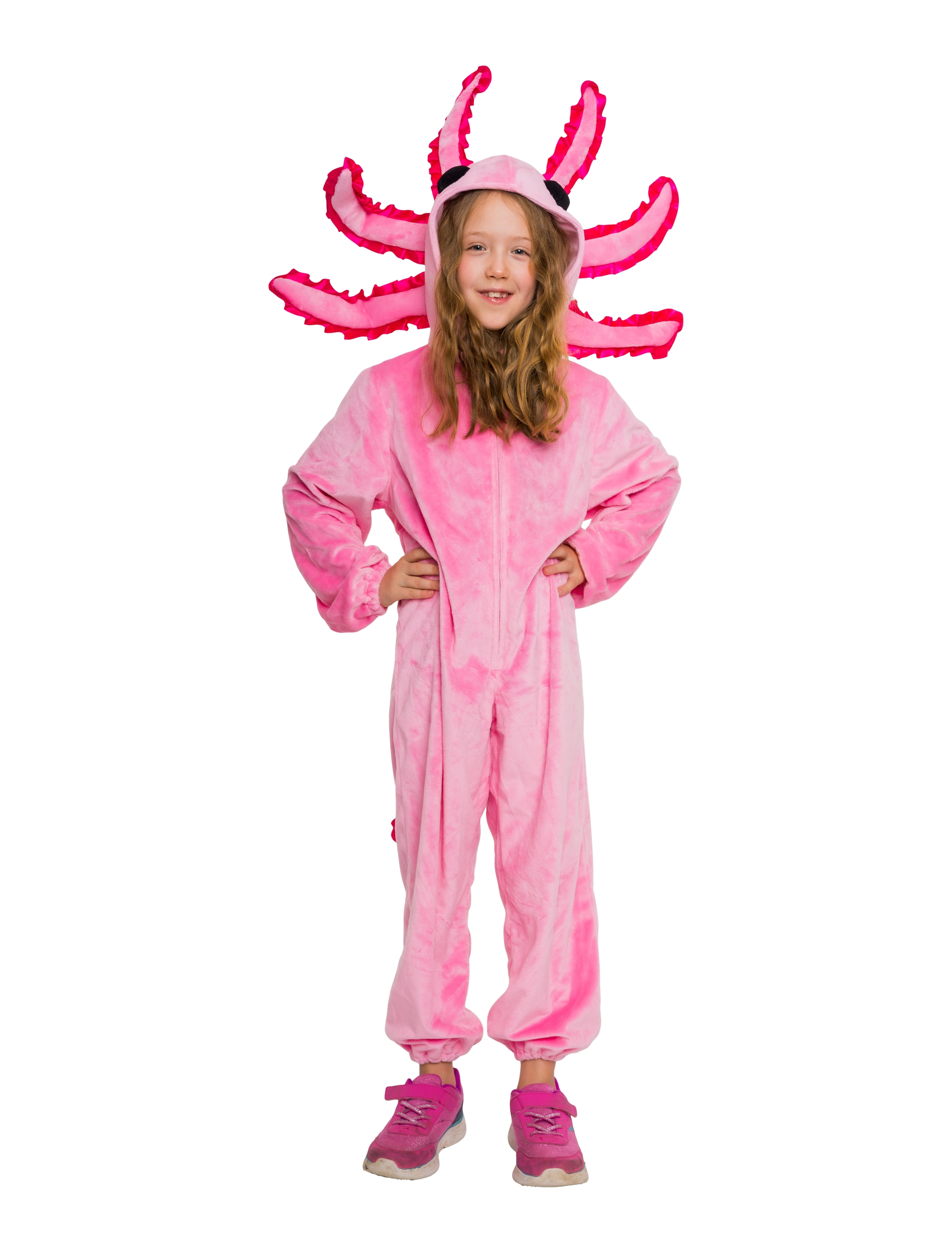 Overall Plüsch Axolotl Kinder rosa 116/128