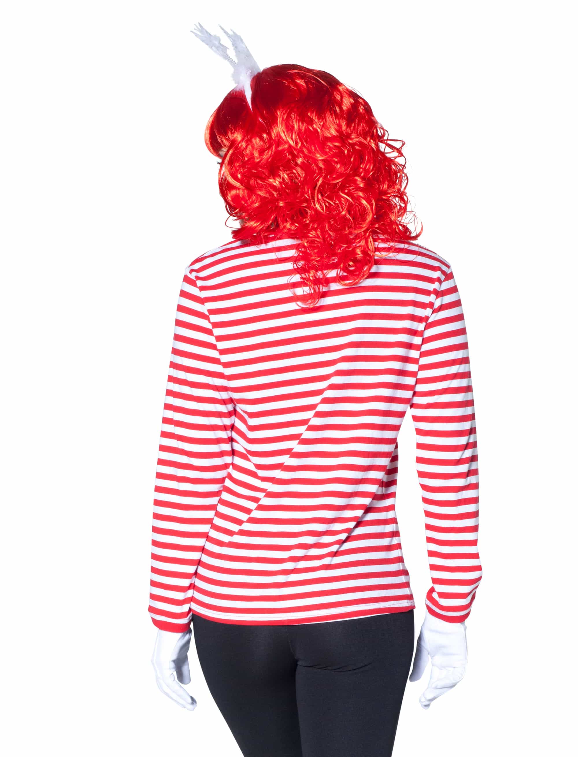 Ringelpulli langarm Unisex rot/weiß XS