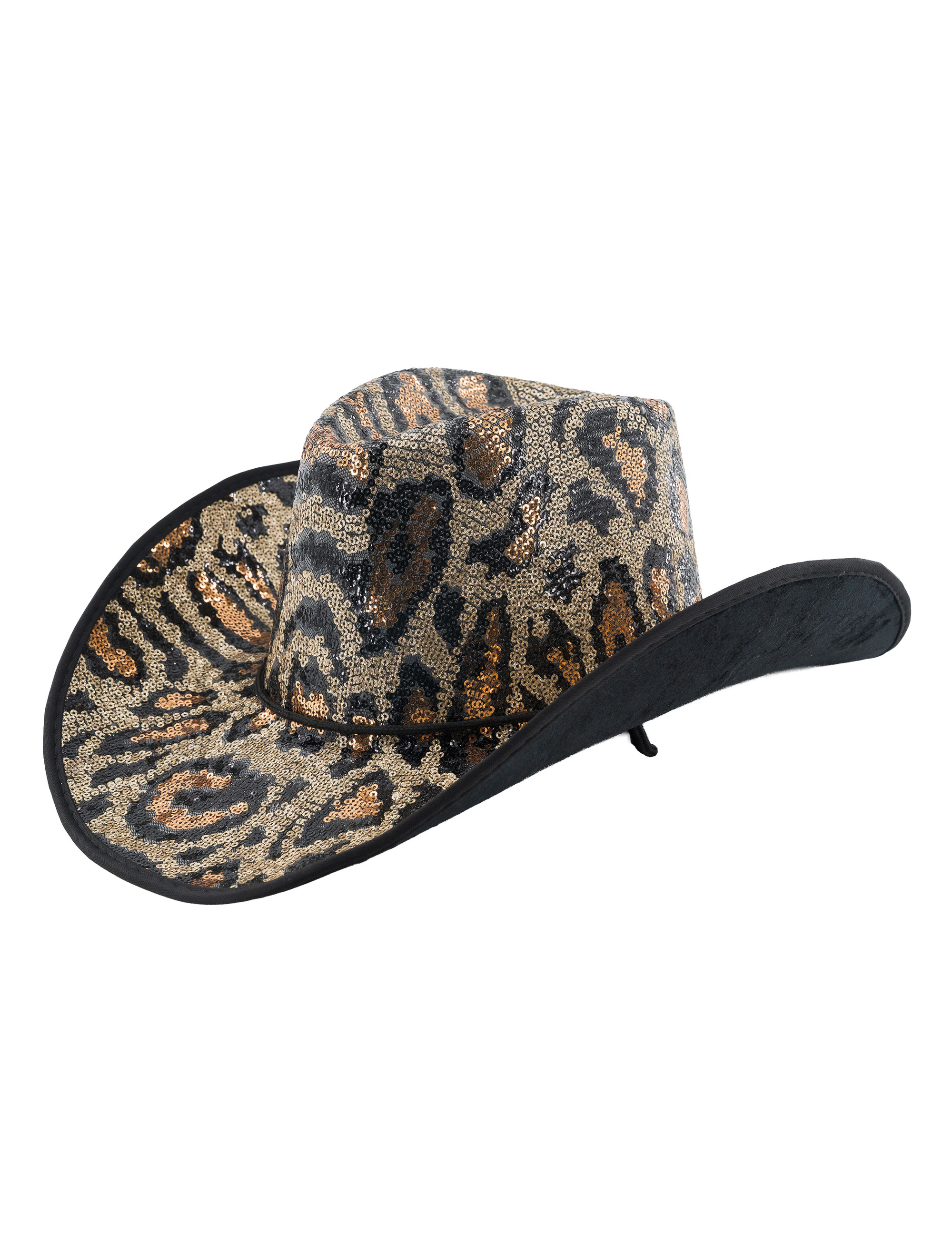 Cowboyhut Pailletten Leopard beige/braun 59
