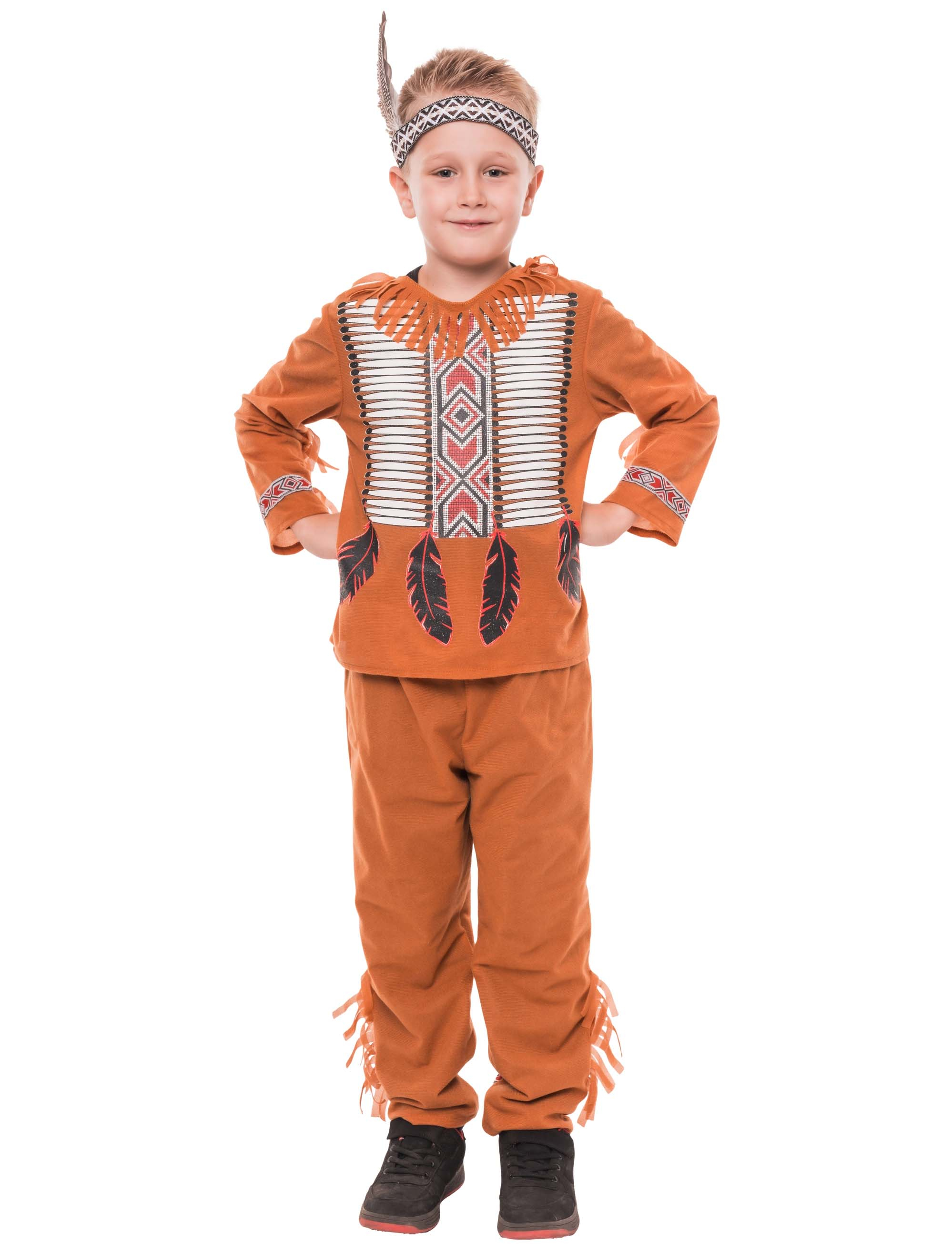 Kostüm Native American 2-tlg. Kinder braun 6-8 Jahre