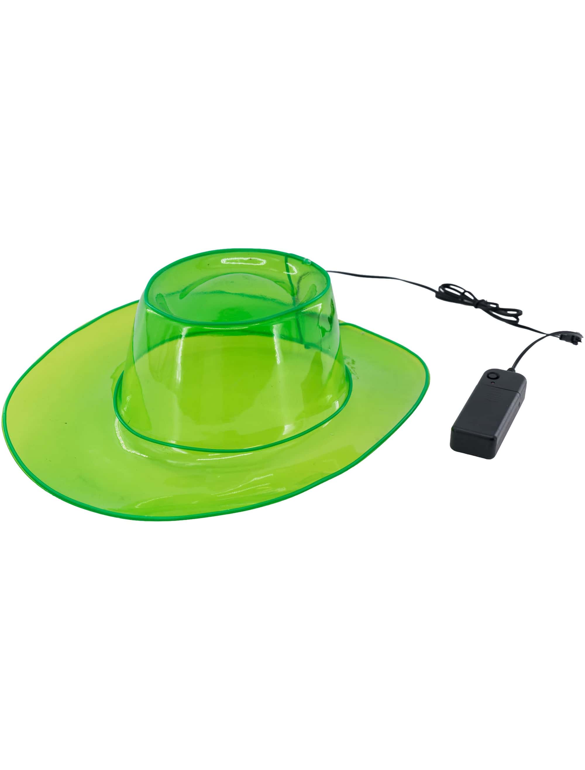 Cowboyhut transparent mit LED grün 55