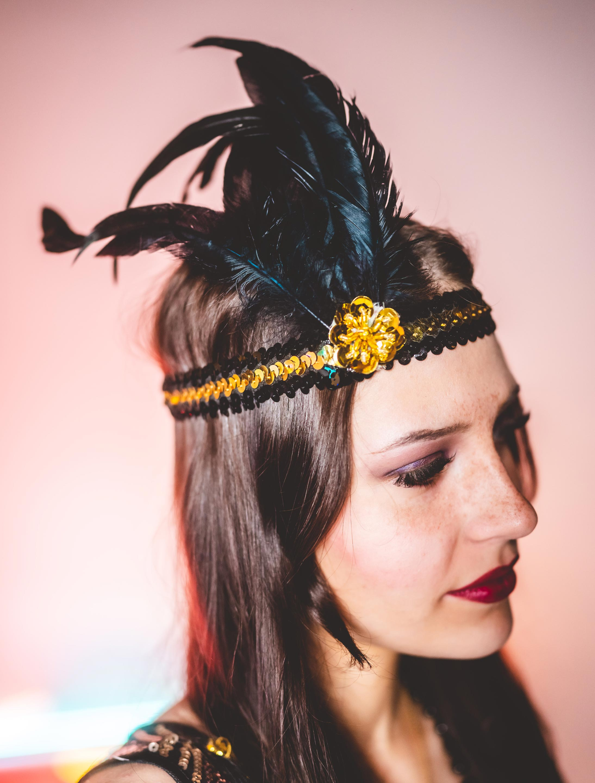 Stirnband Charleston gold/schwarz