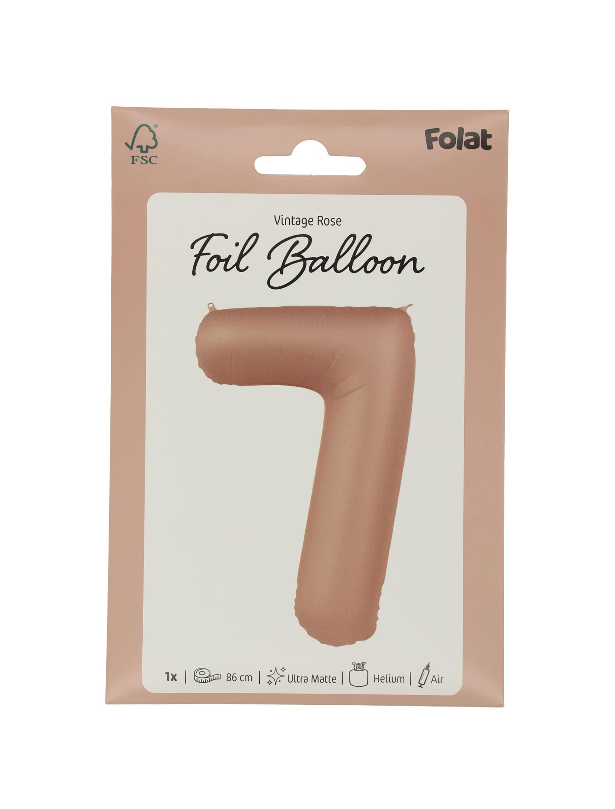 Folienballon Zahl 7 L matt rosa